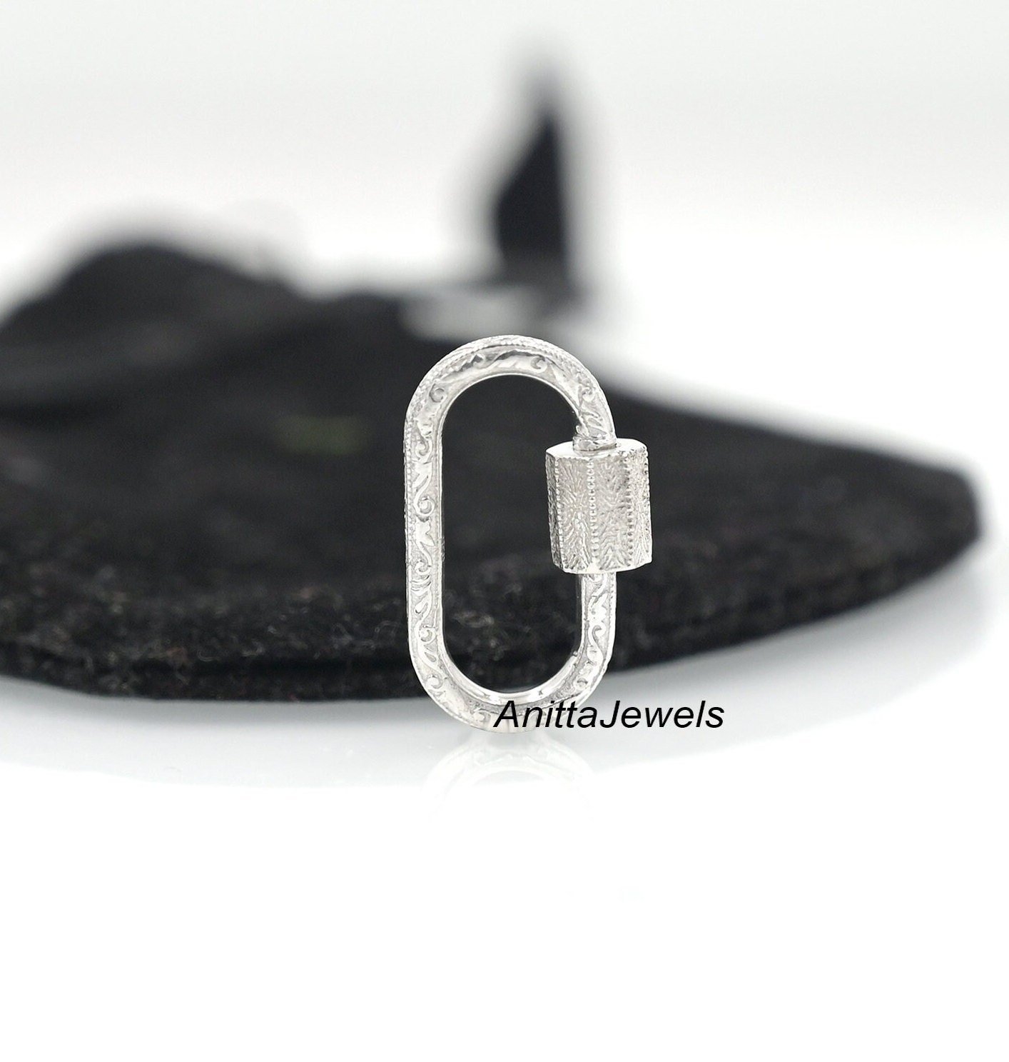 925 Silver Engraved Carabiner Lock: Handmade Designer Pendant - View 3 - Anitta Jewels | SKU: etsy_905734624 925 Silver Engraved Carabiner Lock: Handmade Designer Pendant - View 3 - Anitta Jewels | SKU: etsy_905734624