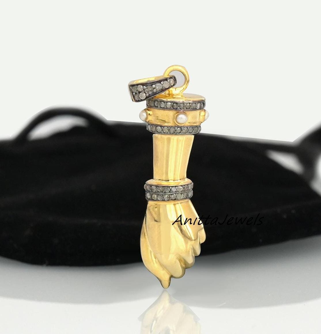 925 Silver Figa Hand Pendant: Lucky Gemstone Charm - View 2 - Anitta Jewels | SKU: etsy_1090822305 925 Silver Figa Hand Pendant: Lucky Gemstone Charm - View 2 - Anitta Jewels | SKU: etsy_1090822305