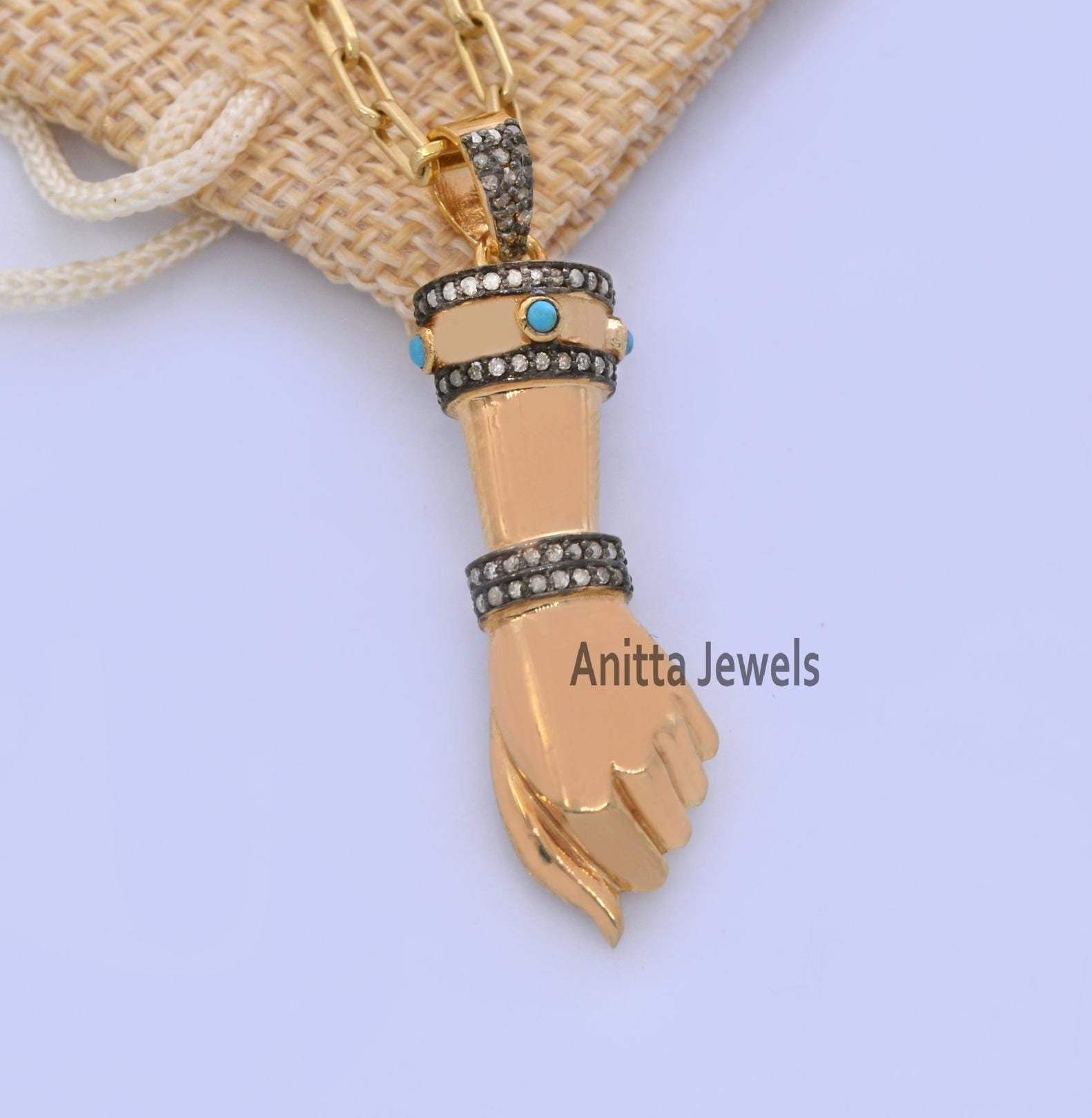 925 Silver Figa Hand Pendant: Lucky Gemstone Charm - View 3 - Anitta Jewels | SKU: etsy_1090822305 925 Silver Figa Hand Pendant: Lucky Gemstone Charm - View 3 - Anitta Jewels | SKU: etsy_1090822305