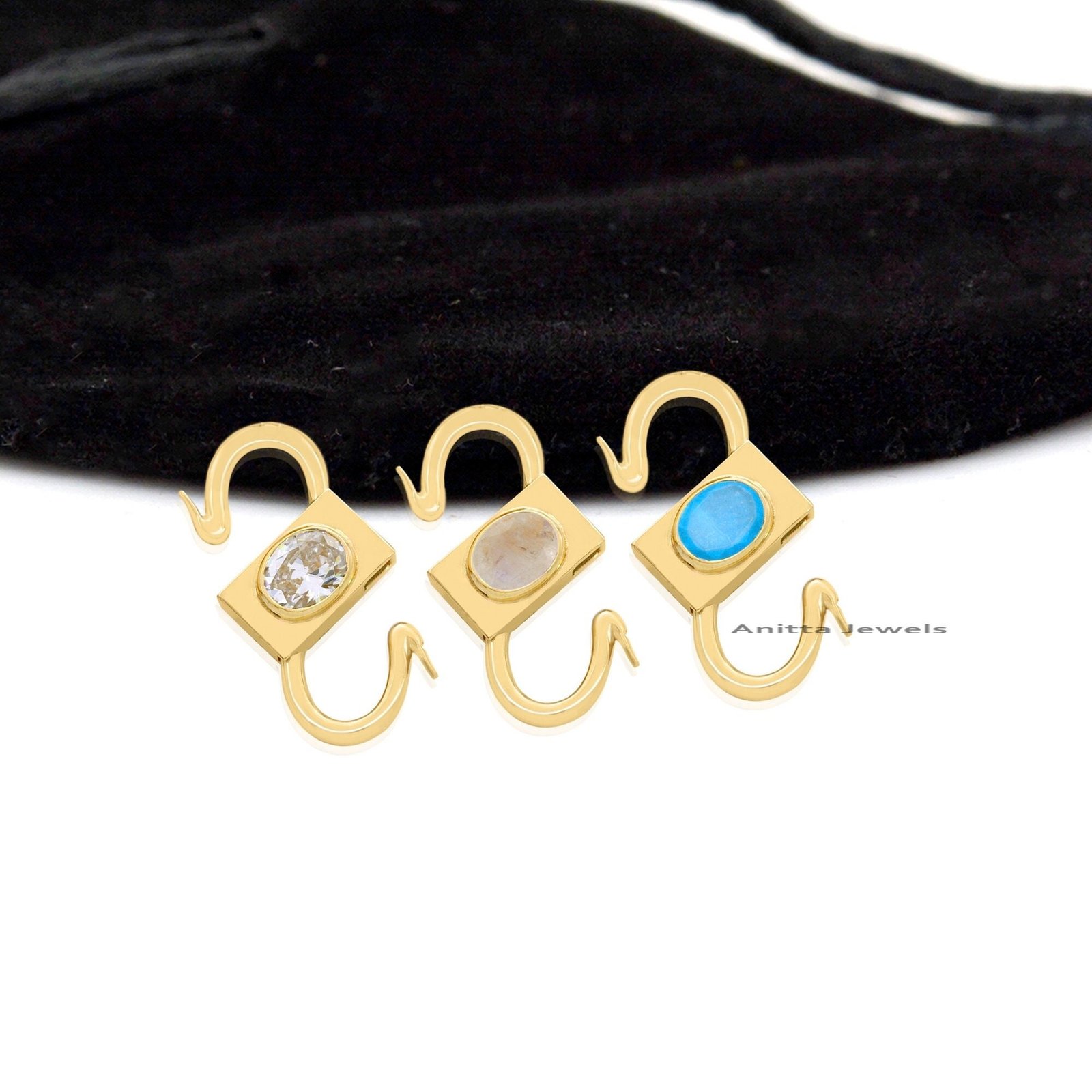 925 Silver Gemstone Padlock Connector: Amethyst, Garnet, Onyx - View 2 - Anitta Jewels | SKU: etsy_963884793 925 Silver Gemstone Padlock Connector: Amethyst, Garnet, Onyx - View 2 - Anitta Jewels | SKU: etsy_963884793