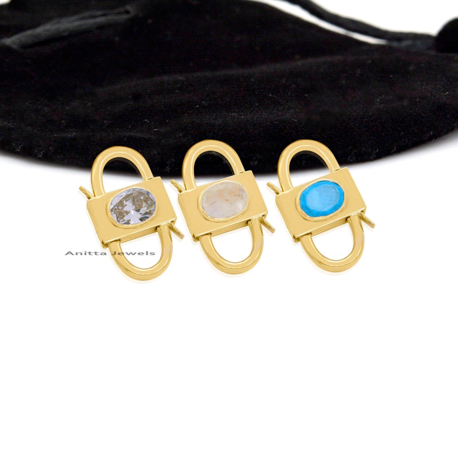 925 Silver Gemstone Padlock Connector: Amethyst, Garnet, Onyx - View 3 - Anitta Jewels | SKU: etsy_963884793 925 Silver Gemstone Padlock Connector: Amethyst, Garnet, Onyx - View 3 - Anitta Jewels | SKU: etsy_963884793