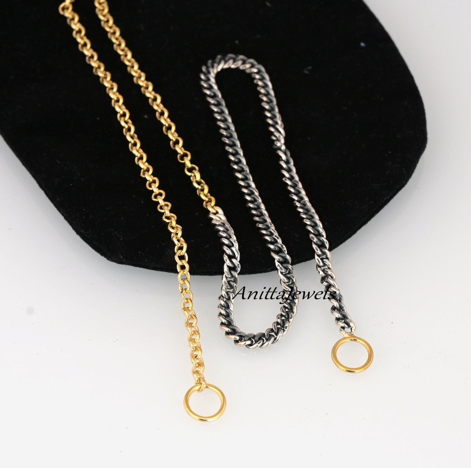 925 Silver Half Rolo Half Oxidized Curb Chain Bracelet - Anitta Jewels | SKU: etsy_1751054211 925 Silver Half Rolo Half Oxidized Curb Chain Bracelet - Anitta Jewels | SKU: etsy_1751054211