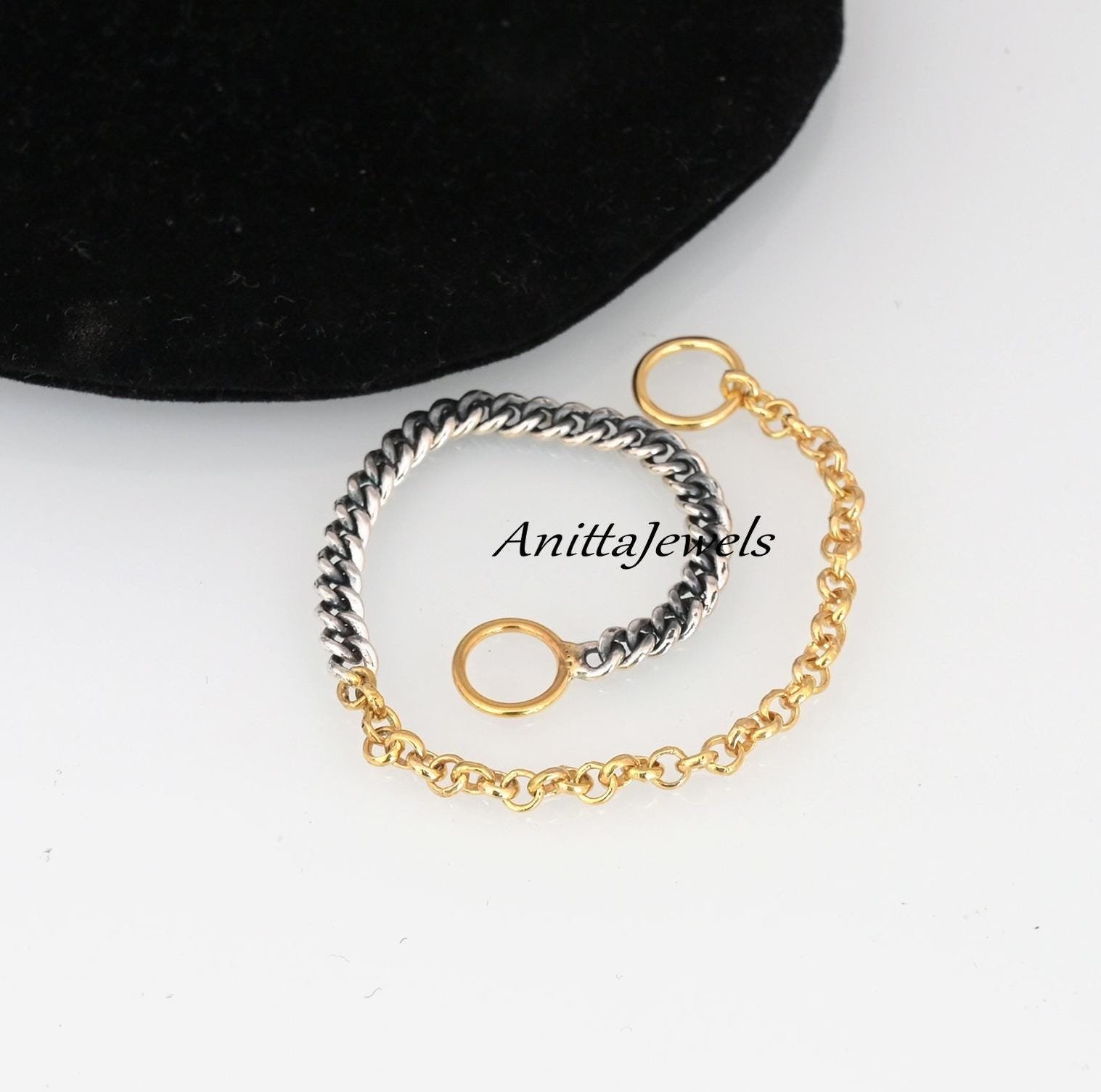 925 Silver Half Rolo Half Oxidized Curb Chain Bracelet - View 2 - Anitta Jewels | SKU: etsy_1751054211 925 Silver Half Rolo Half Oxidized Curb Chain Bracelet - View 2 - Anitta Jewels | SKU: etsy_1751054211