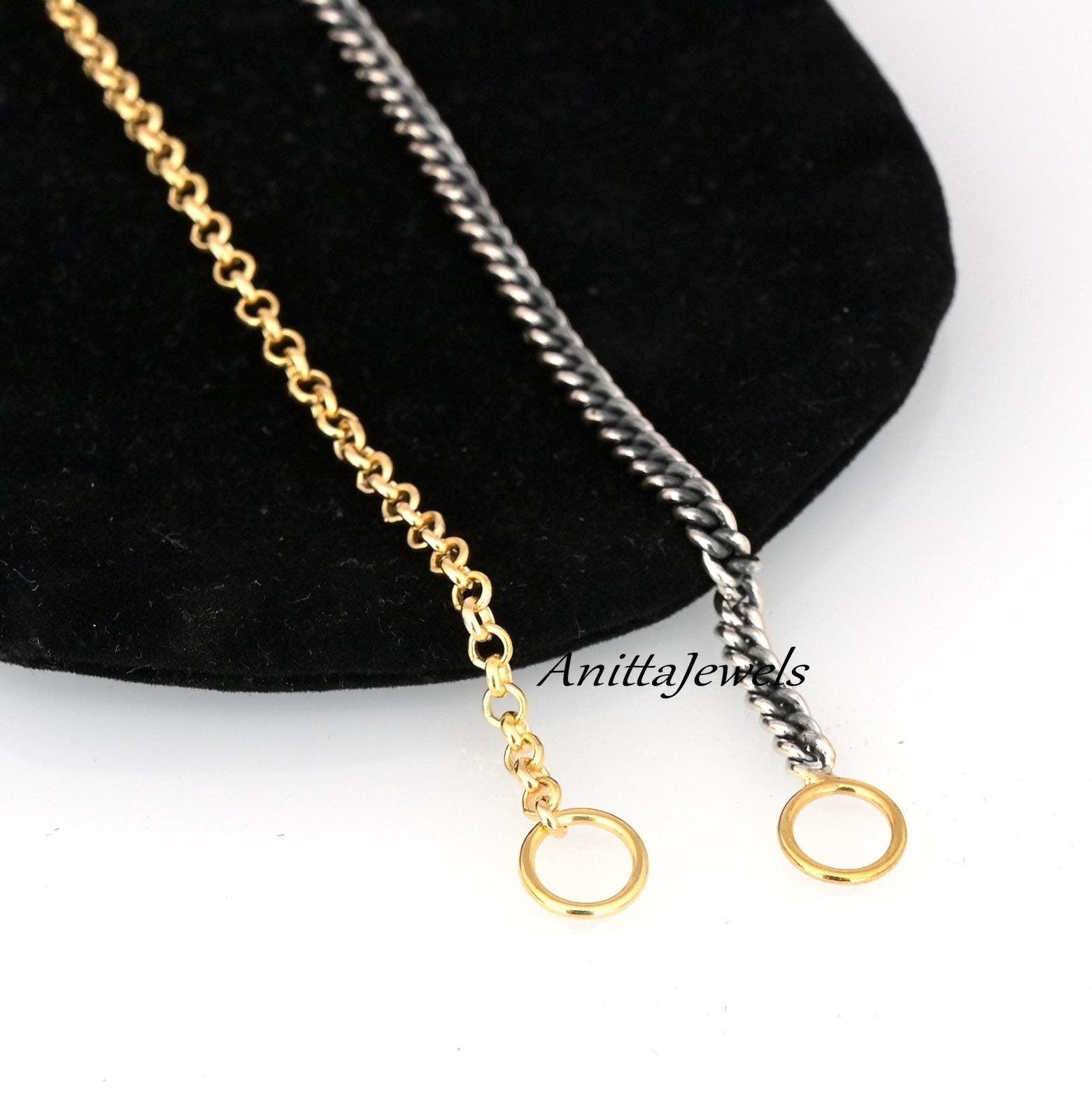 925 Silver Half Rolo Half Oxidized Curb Chain Bracelet - View 3 - Anitta Jewels | SKU: etsy_1751054211 925 Silver Half Rolo Half Oxidized Curb Chain Bracelet - View 3 - Anitta Jewels | SKU: etsy_1751054211