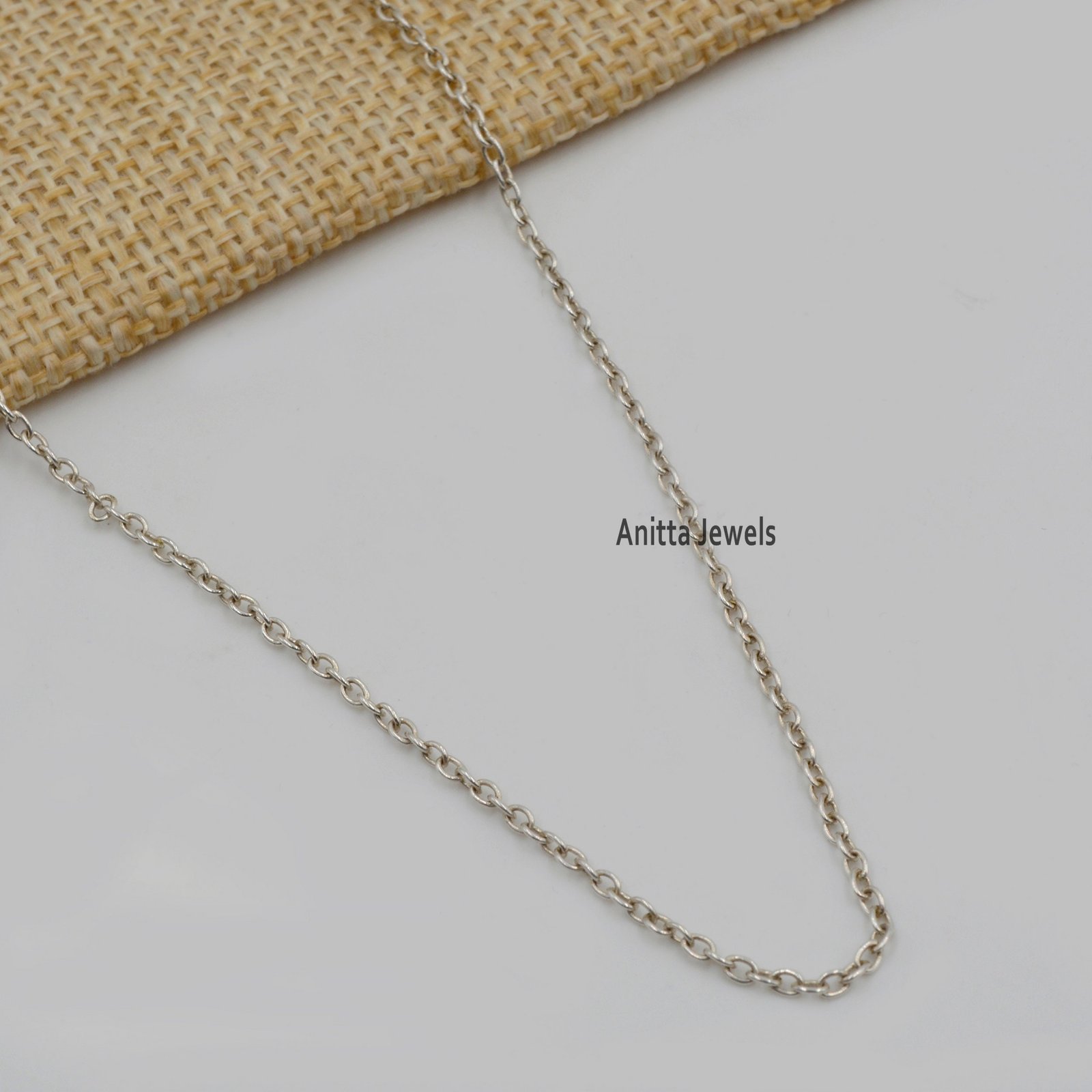 925 Silver Handmade Rolo Link Chain Necklace - View 3 - Anitta Jewels | SKU: etsy_1051916163 925 Silver Handmade Rolo Link Chain Necklace - View 3 - Anitta Jewels | SKU: etsy_1051916163