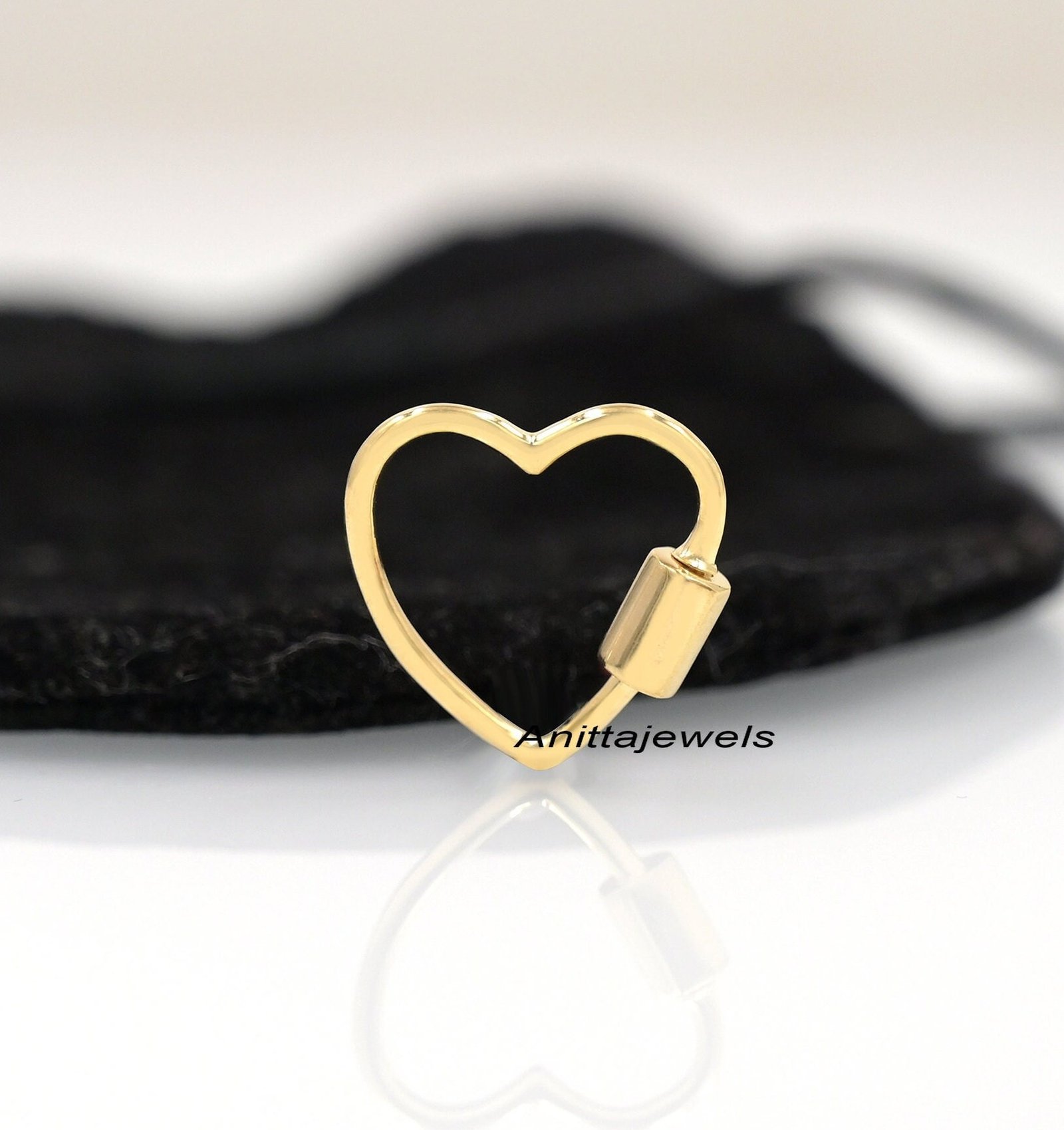 925 Silver Heart Carabiner Necklace: Two-Tone Heart Lock Pendant - View 5 - Anitta Jewels | SKU: etsy_694752431 925 Silver Heart Carabiner Necklace: Two-Tone Heart Lock Pendant - View 5 - Anitta Jewels | SKU: etsy_694752431