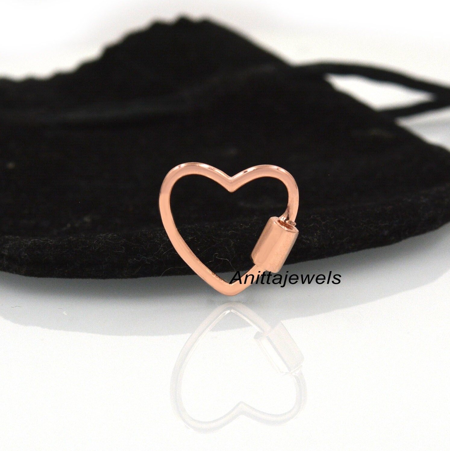 925 Silver Heart Carabiner Necklace: Two-Tone Heart Lock Pendant - View 7 - Anitta Jewels | SKU: etsy_694752431 925 Silver Heart Carabiner Necklace: Two-Tone Heart Lock Pendant - View 7 - Anitta Jewels | SKU: etsy_694752431