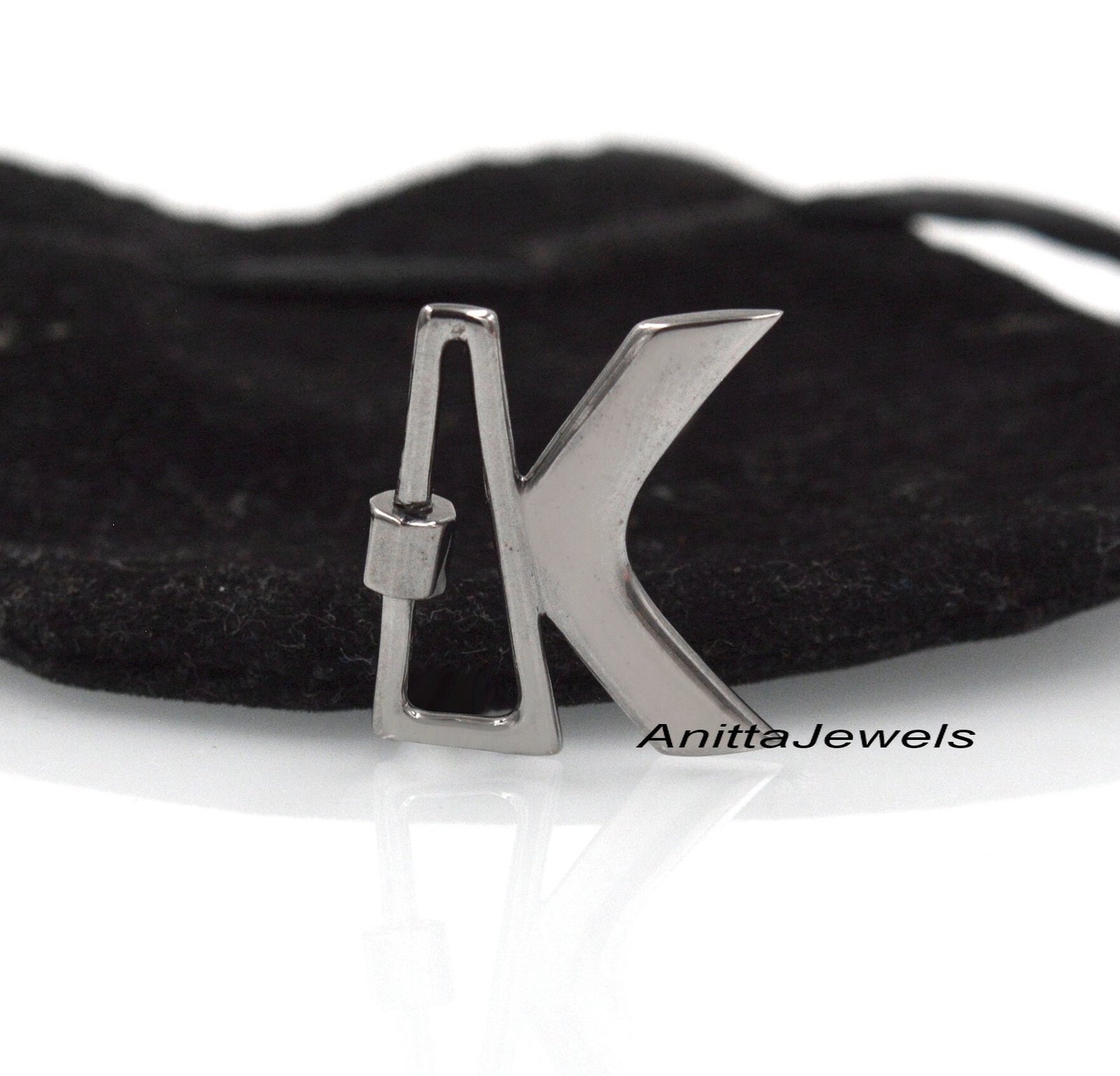 925 Silver Initial Carabiner Lock: Alphabet Letter Jewelry - View 5 - Anitta Jewels | SKU: etsy_922517829 925 Silver Initial Carabiner Lock: Alphabet Letter Jewelry - View 5 - Anitta Jewels | SKU: etsy_922517829
