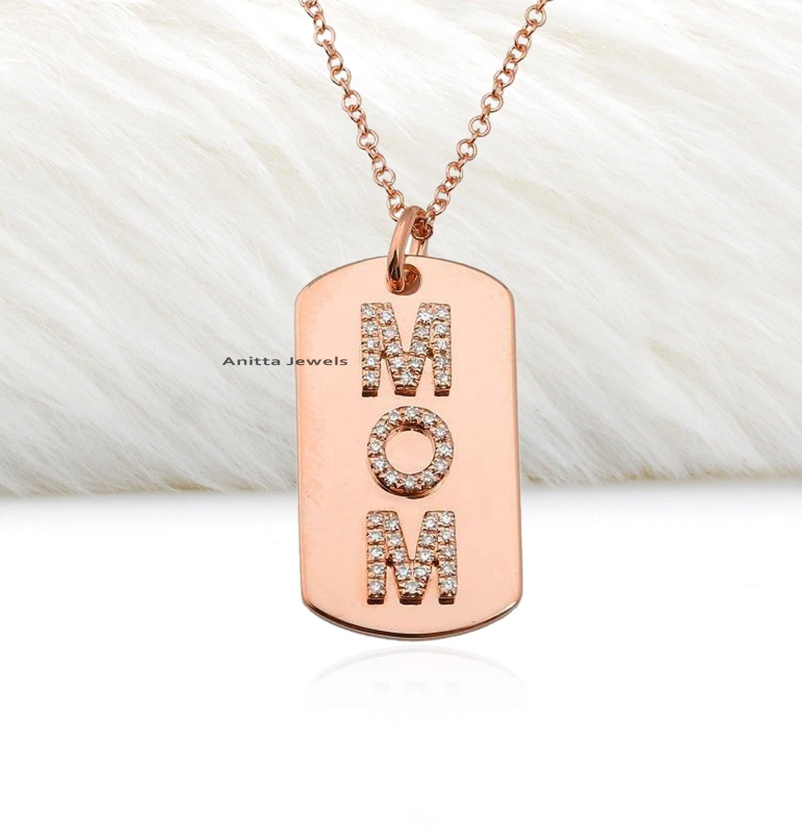 925 Silver Moissanite MOM Dog Tag Pendant - Anitta Jewels | SKU: etsy_1172208915 925 Silver Moissanite MOM Dog Tag Pendant - Anitta Jewels | SKU: etsy_1172208915