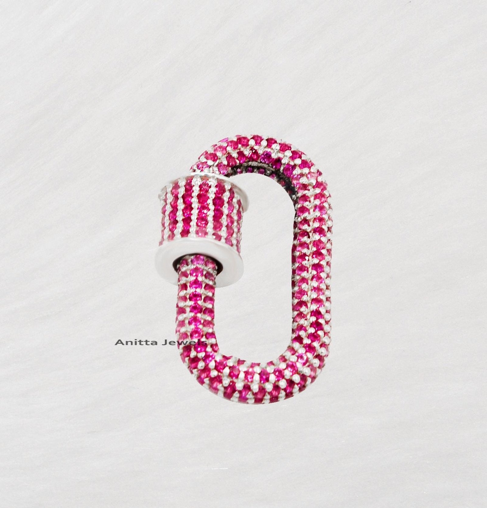 925 Silver Multi Gemstone Carabiner Lock Pendant: Handmade Screw Clasp (30*17 MM) - View 3 - Anitta Jewels | SKU: etsy_938864 925 Silver Multi Gemstone Carabiner Lock Pendant: Handmade Screw Clasp (30*17 MM) - View 3 - Anitta Jewels | SKU: etsy_938864