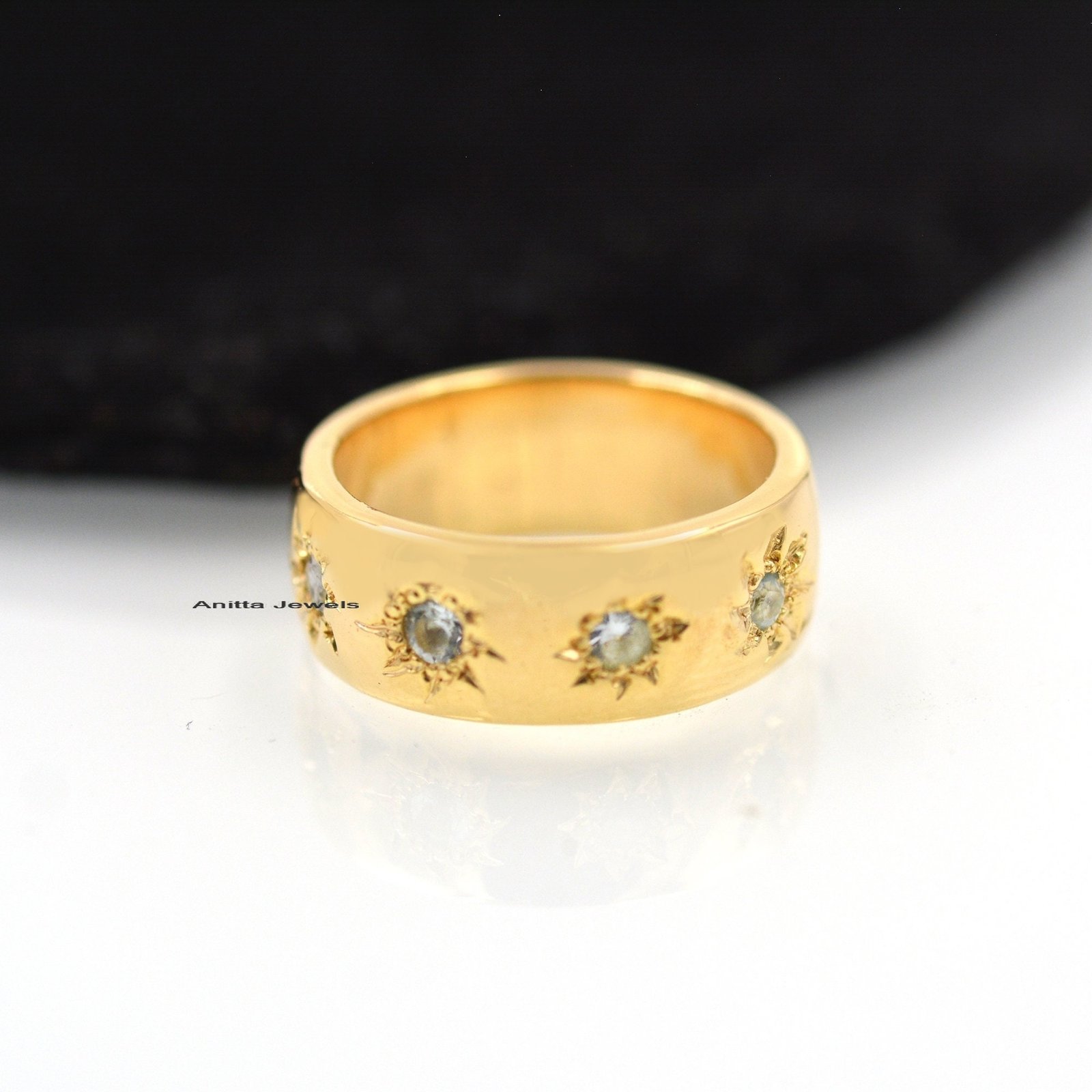 925 Silver Multi Gemstone Cigar Band Ring - View 3 - Anitta Jewels | SKU: etsy_1206771567 925 Silver Multi Gemstone Cigar Band Ring - View 3 - Anitta Jewels | SKU: etsy_1206771567
