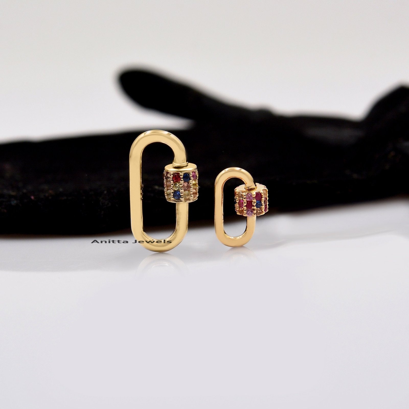 925 Silver Multi Sapphire Carabiner Lock: Handmade Gemstone Pendant - View 2 - Anitta Jewels | SKU: etsy_772548864 925 Silver Multi Sapphire Carabiner Lock: Handmade Gemstone Pendant - View 2 - Anitta Jewels | SKU: etsy_772548864