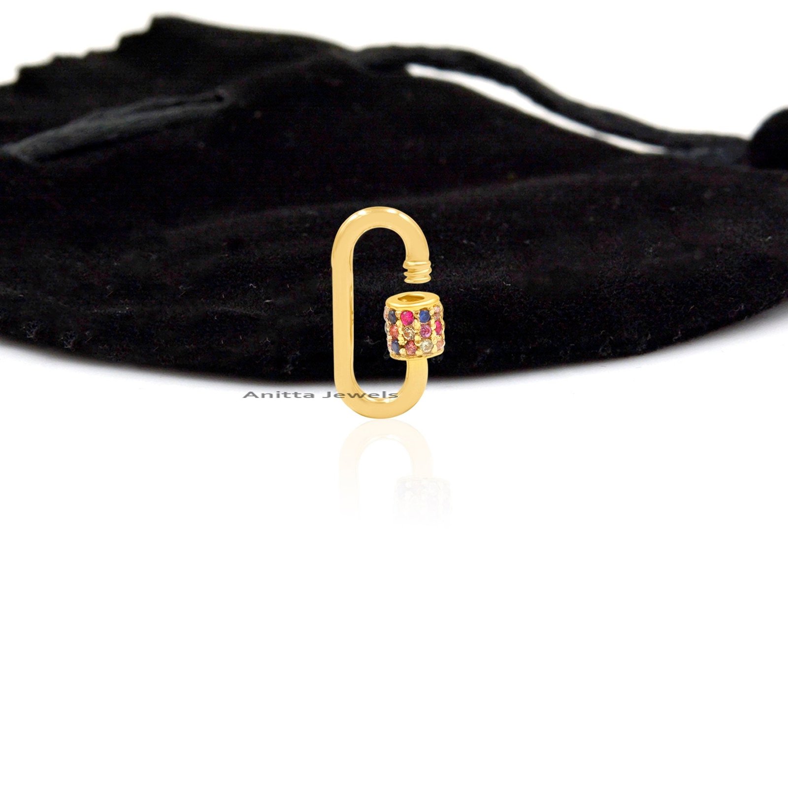 925 Silver Multi Sapphire Carabiner Lock: Handmade Gemstone Pendant - View 3 - Anitta Jewels | SKU: etsy_772548864 925 Silver Multi Sapphire Carabiner Lock: Handmade Gemstone Pendant - View 3 - Anitta Jewels | SKU: etsy_772548864