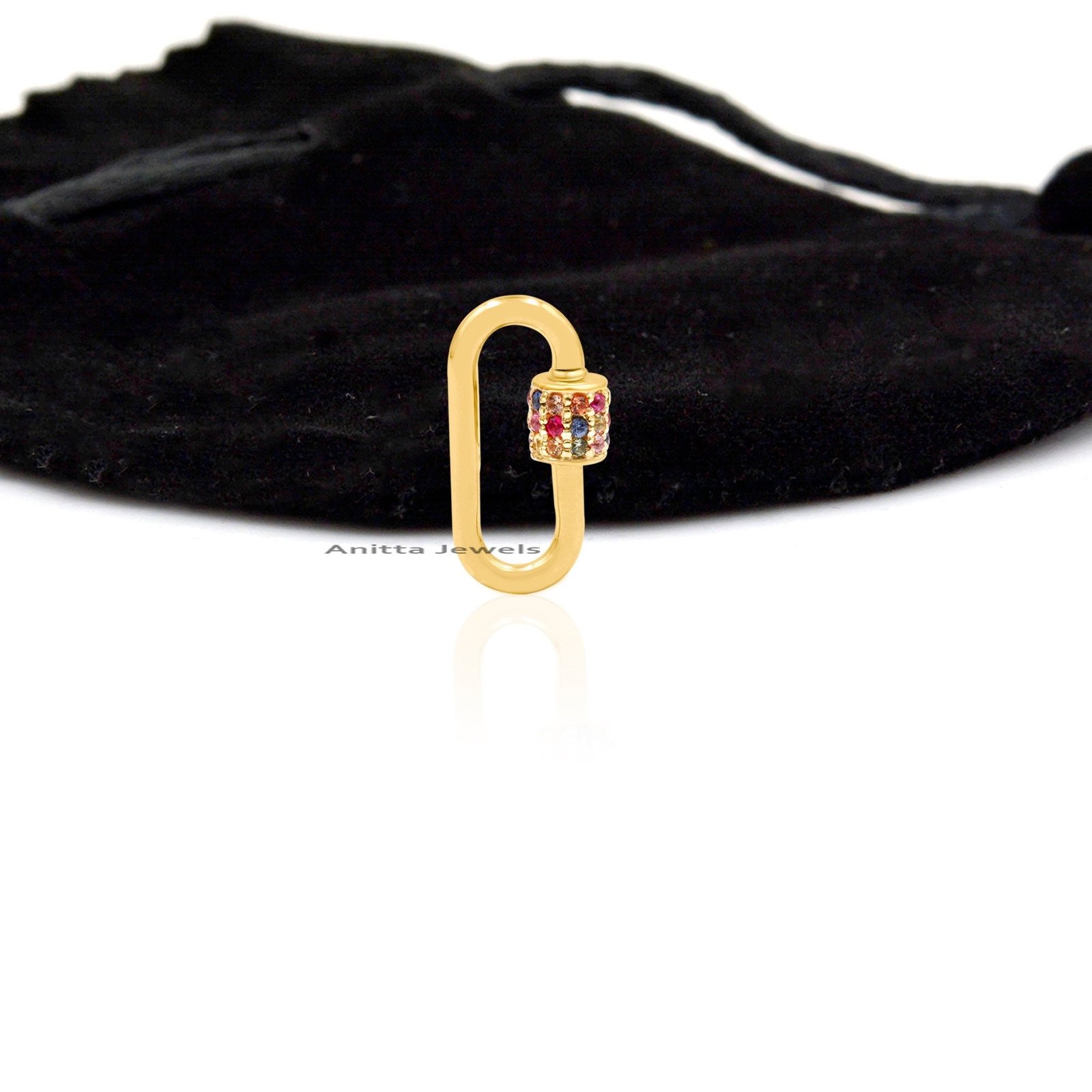 925 Silver Multi Sapphire Carabiner Lock: Handmade Gemstone Pendant - View 4 - Anitta Jewels | SKU: etsy_772548864 925 Silver Multi Sapphire Carabiner Lock: Handmade Gemstone Pendant - View 4 - Anitta Jewels | SKU: etsy_772548864
