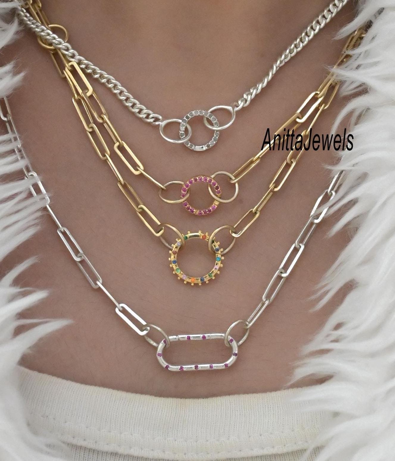 925 Silver Multi Sapphire Enhancer Lock: Handmade Jewelry Connector - View 4 - Anitta Jewels | SKU: etsy_917342014 925 Silver Multi Sapphire Enhancer Lock: Handmade Jewelry Connector - View 4 - Anitta Jewels | SKU: etsy_917342014