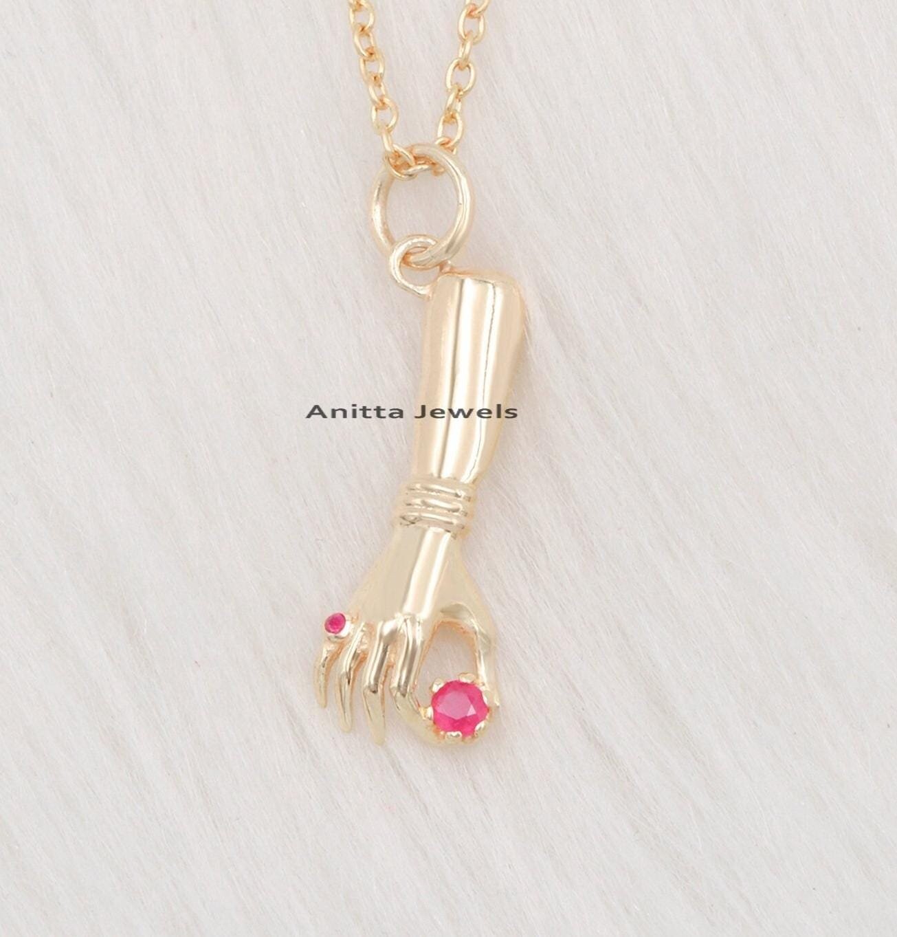 925 Silver Ruby Figa Hand Pendant: Good Luck Charm - View 3 - Anitta Jewels | SKU: etsy_1037308924 925 Silver Ruby Figa Hand Pendant: Good Luck Charm - View 3 - Anitta Jewels | SKU: etsy_1037308924
