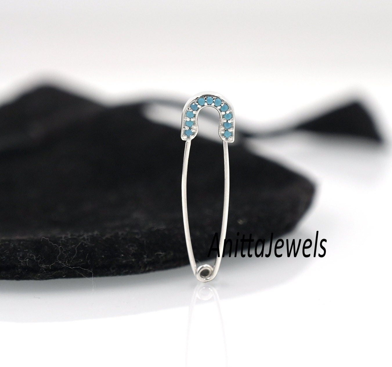 925 Silver Safety Pin Pendant: Gemstone Charm Enhancer - View 2 - Anitta Jewels | SKU: etsy_1029689850 925 Silver Safety Pin Pendant: Gemstone Charm Enhancer - View 2 - Anitta Jewels | SKU: etsy_1029689850