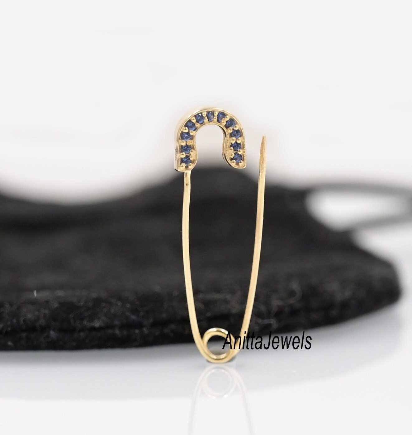 925 Silver Safety Pin Pendant: Gemstone Charm Enhancer - View 3 - Anitta Jewels | SKU: etsy_1029689850 925 Silver Safety Pin Pendant: Gemstone Charm Enhancer - View 3 - Anitta Jewels | SKU: etsy_1029689850