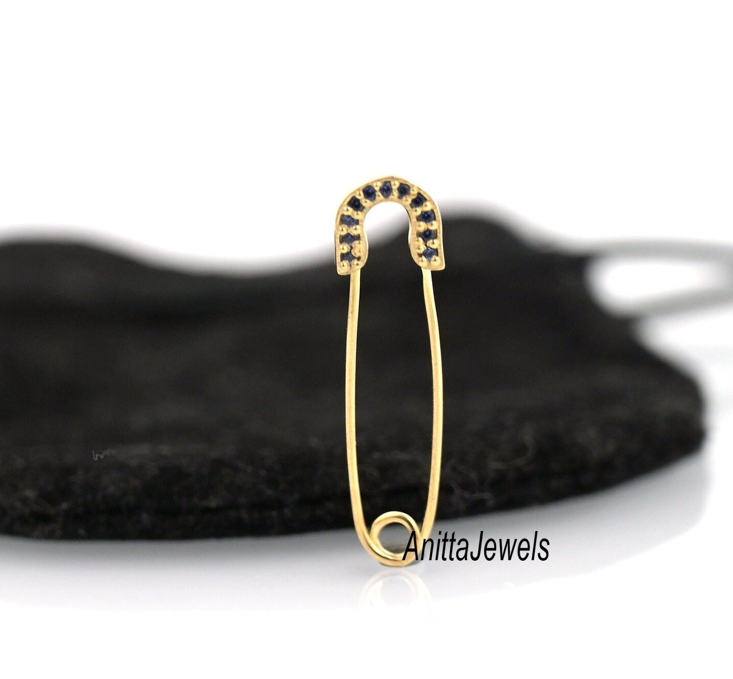 925 Silver Safety Pin Pendant: Gemstone Charm Enhancer - View 4 - Anitta Jewels | SKU: etsy_1029689850 925 Silver Safety Pin Pendant: Gemstone Charm Enhancer - View 4 - Anitta Jewels | SKU: etsy_1029689850