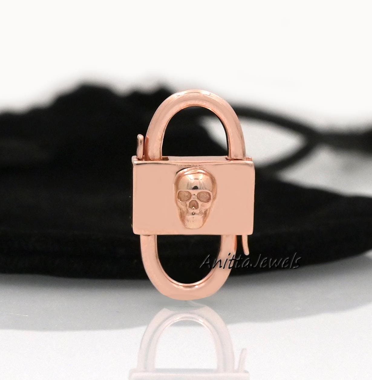 925 Silver Skull Padlock: 14K Gold Vermeil Halloween Connector - Anitta Jewels | SKU: etsy_1036423695 925 Silver Skull Padlock: 14K Gold Vermeil Halloween Connector - Anitta Jewels | SKU: etsy_1036423695