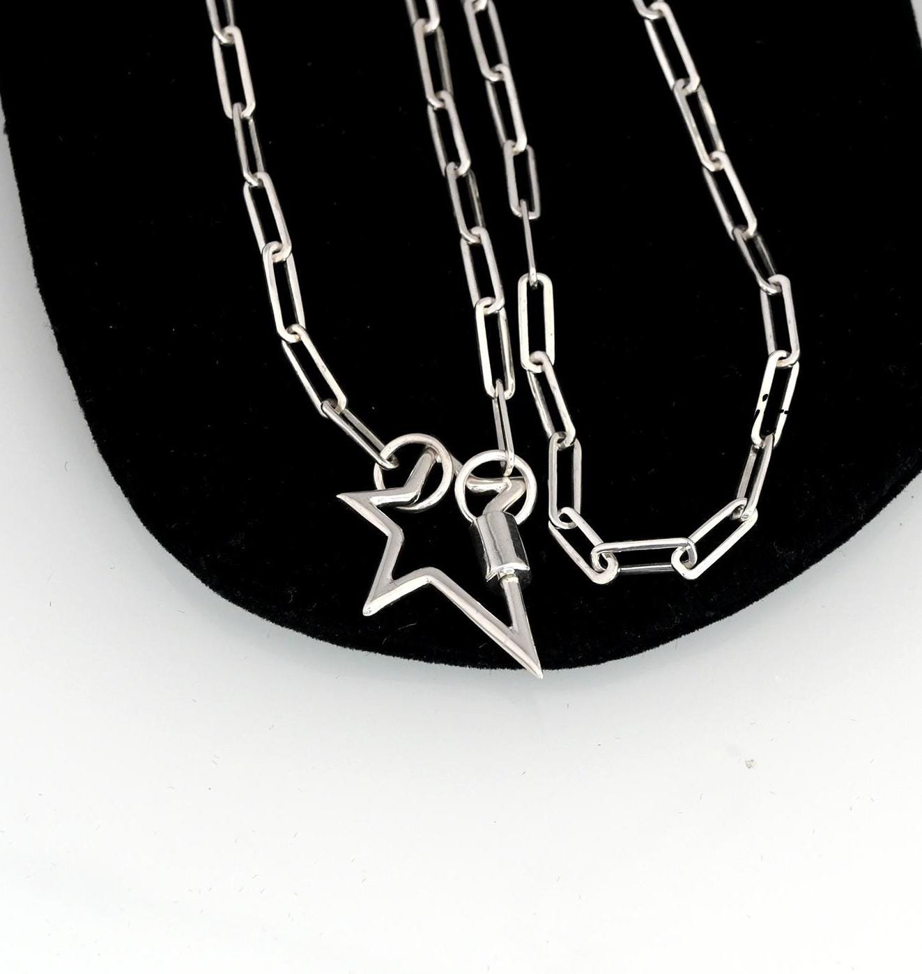 925 Silver Star Carabiner Necklace: Handmade Silver Lock - Anitta Jewels | SKU: etsy_998372753 925 Silver Star Carabiner Necklace: Handmade Silver Lock - Anitta Jewels | SKU: etsy_998372753
