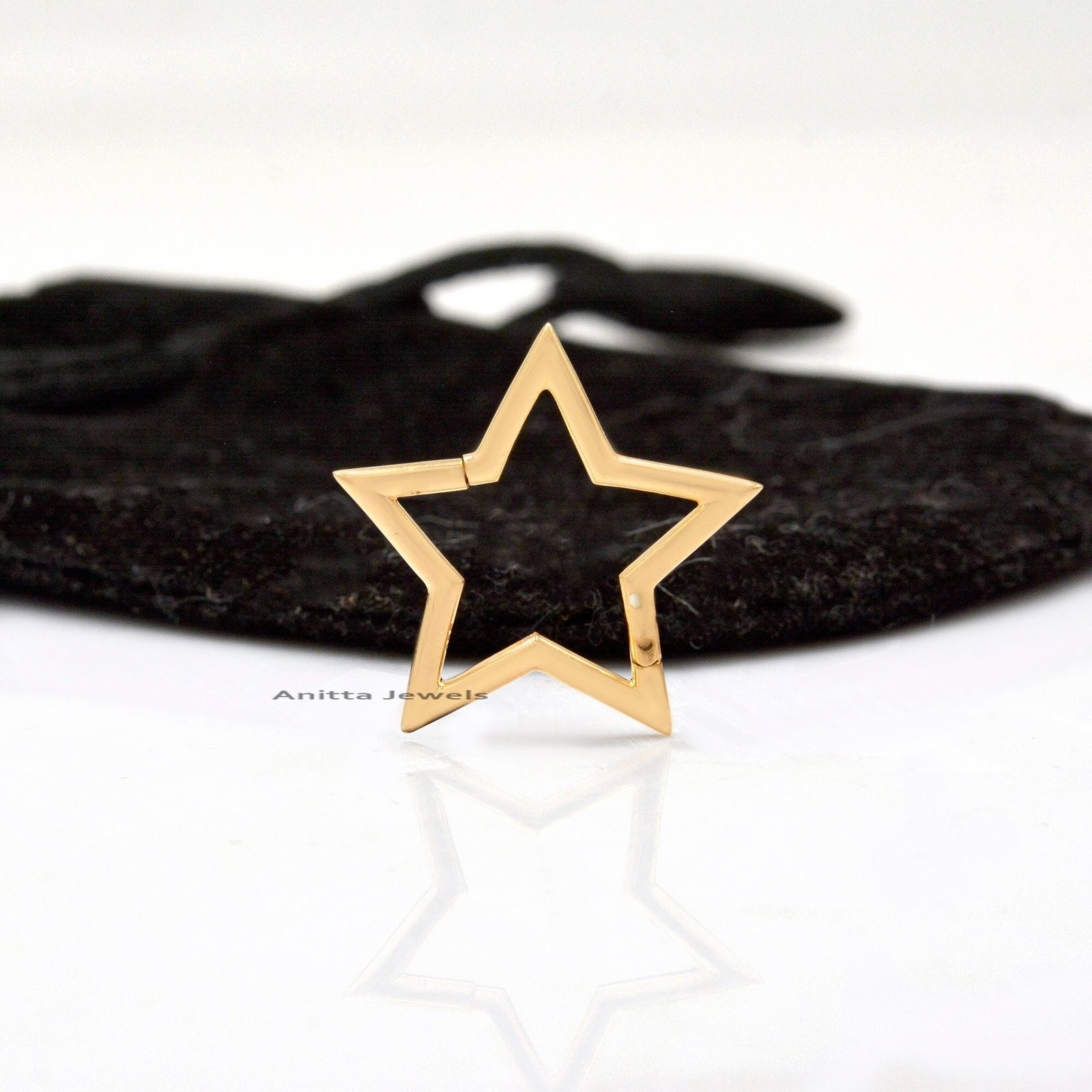925 Silver Star Charm Holder: Handmade Snap Lock Connector - View 2 - Anitta Jewels | SKU: etsy_931261987 925 Silver Star Charm Holder: Handmade Snap Lock Connector - View 2 - Anitta Jewels | SKU: etsy_931261987