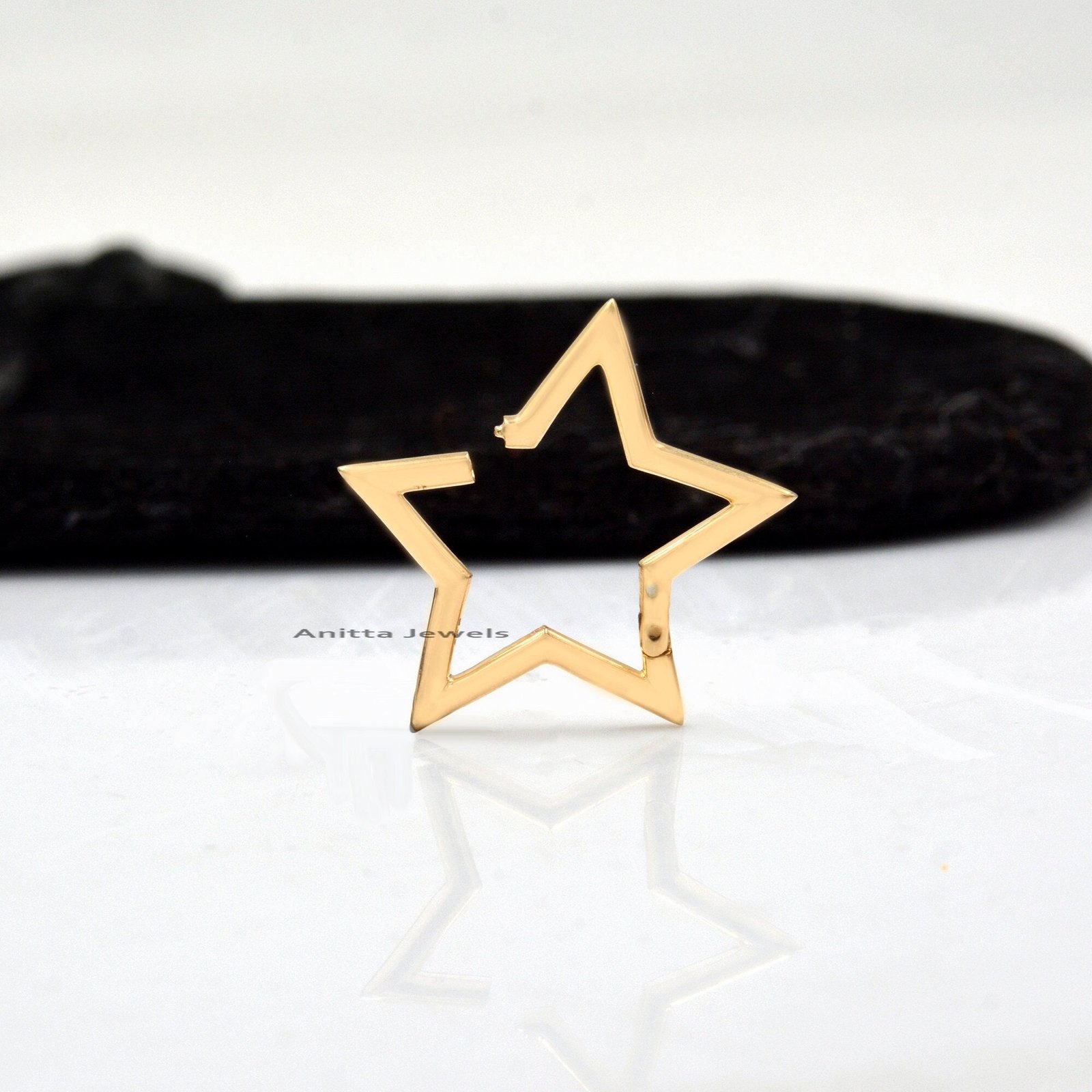 925 Silver Star Charm Holder: Handmade Snap Lock Connector - View 3 - Anitta Jewels | SKU: etsy_931261987 925 Silver Star Charm Holder: Handmade Snap Lock Connector - View 3 - Anitta Jewels | SKU: etsy_931261987