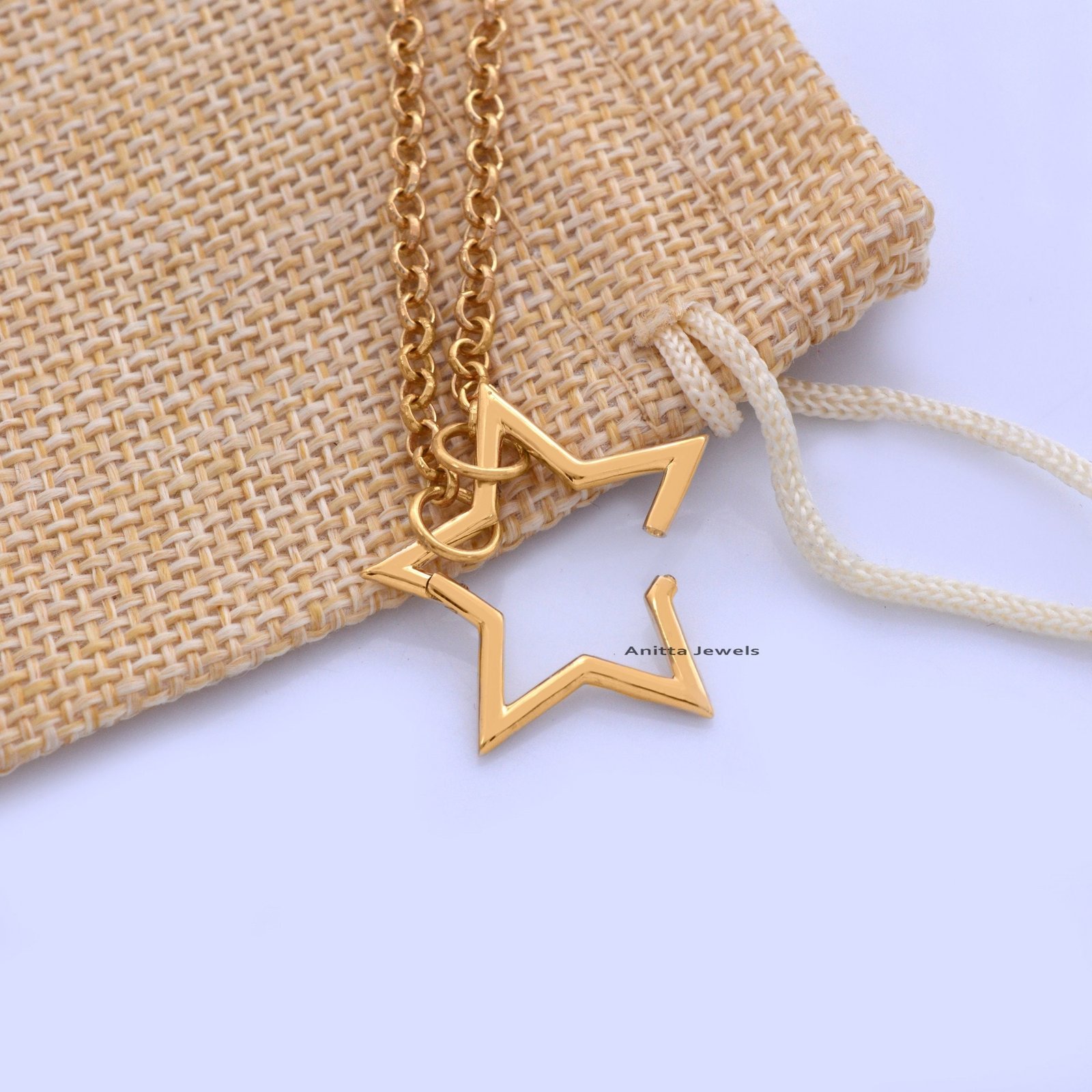 925 Silver Star Charm Holder: Handmade Snap Lock Connector - View 4 - Anitta Jewels | SKU: etsy_931261987 925 Silver Star Charm Holder: Handmade Snap Lock Connector - View 4 - Anitta Jewels | SKU: etsy_931261987