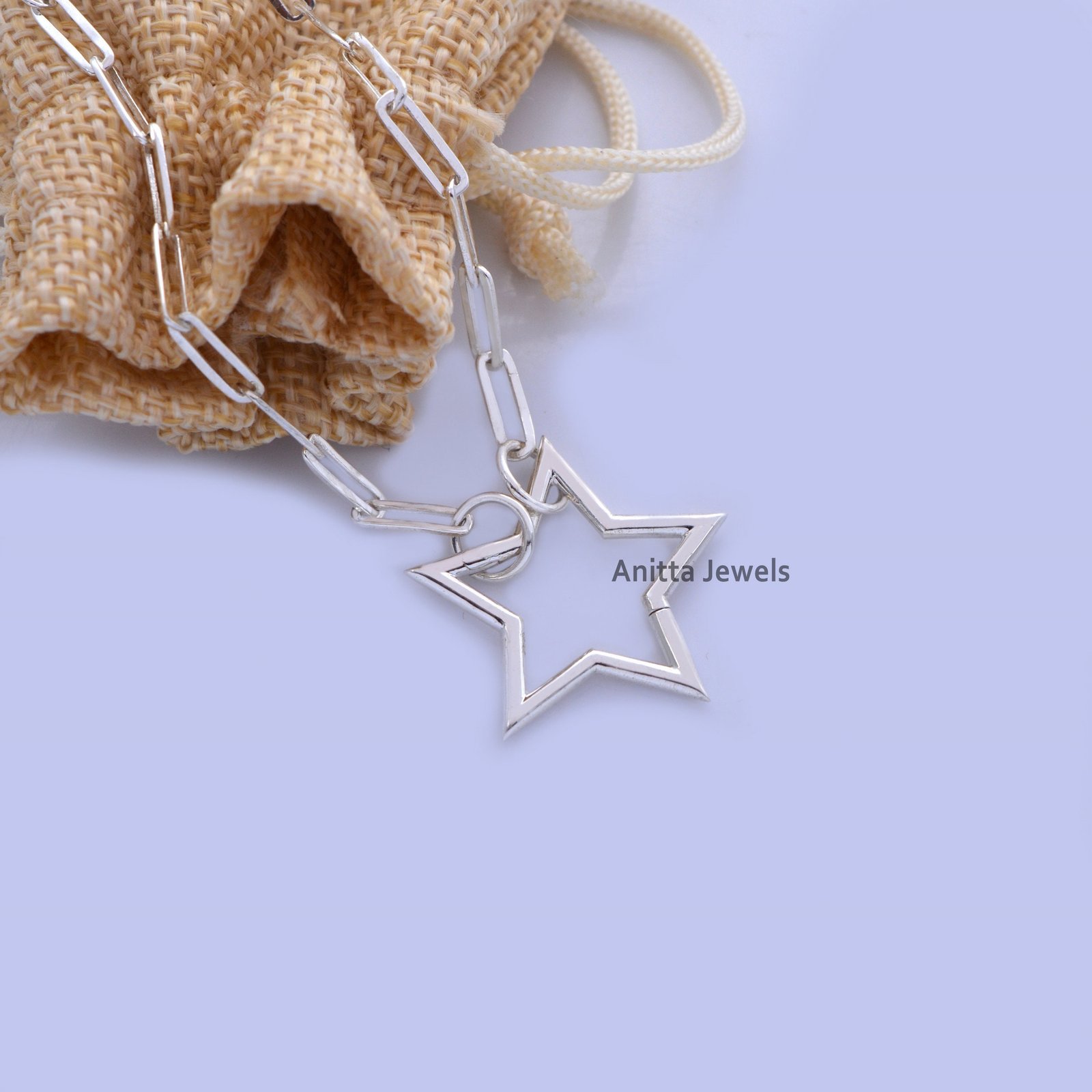 925 Silver Star Charm Holder: Handmade Snap Lock Connector - View 6 - Anitta Jewels | SKU: etsy_931261987 925 Silver Star Charm Holder: Handmade Snap Lock Connector - View 6 - Anitta Jewels | SKU: etsy_931261987