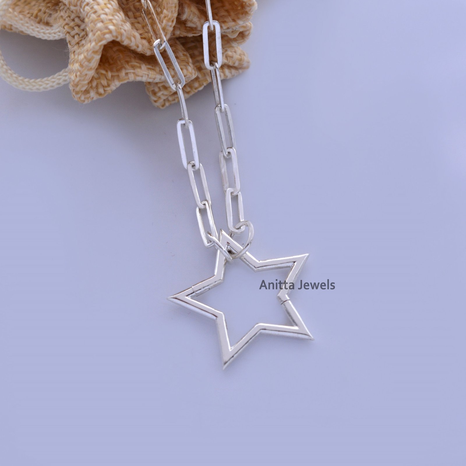 925 Silver Star Charm Holder: Handmade Snap Lock Connector - View 7 - Anitta Jewels | SKU: etsy_931261987 925 Silver Star Charm Holder: Handmade Snap Lock Connector - View 7 - Anitta Jewels | SKU: etsy_931261987