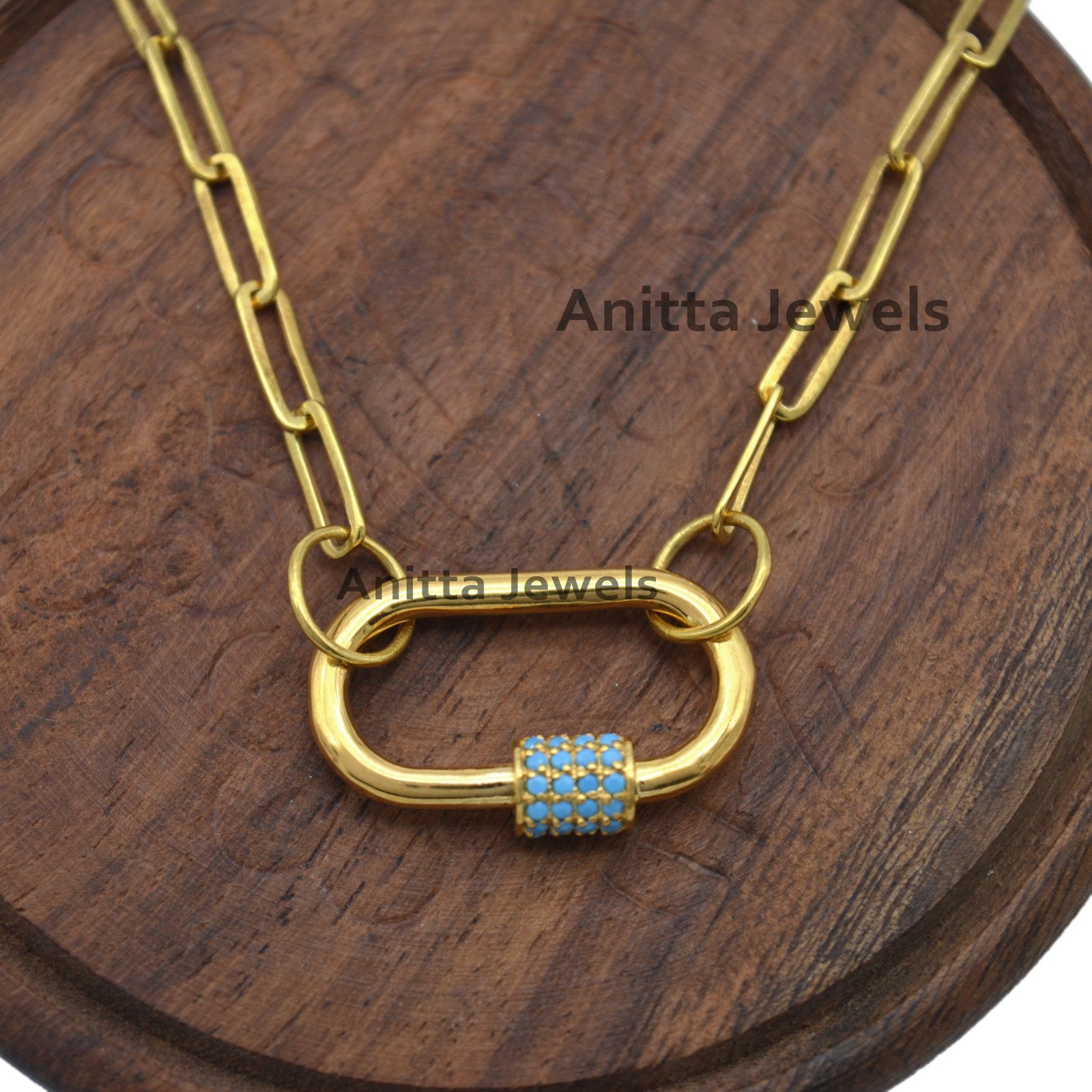 925 Silver Turquoise Carabiner Lock Necklace: Handmade Gemstone Jewelry - Anitta Jewels | SKU: etsy_761259689 925 Silver Turquoise Carabiner Lock Necklace: Handmade Gemstone Jewelry - Anitta Jewels | SKU: etsy_761259689