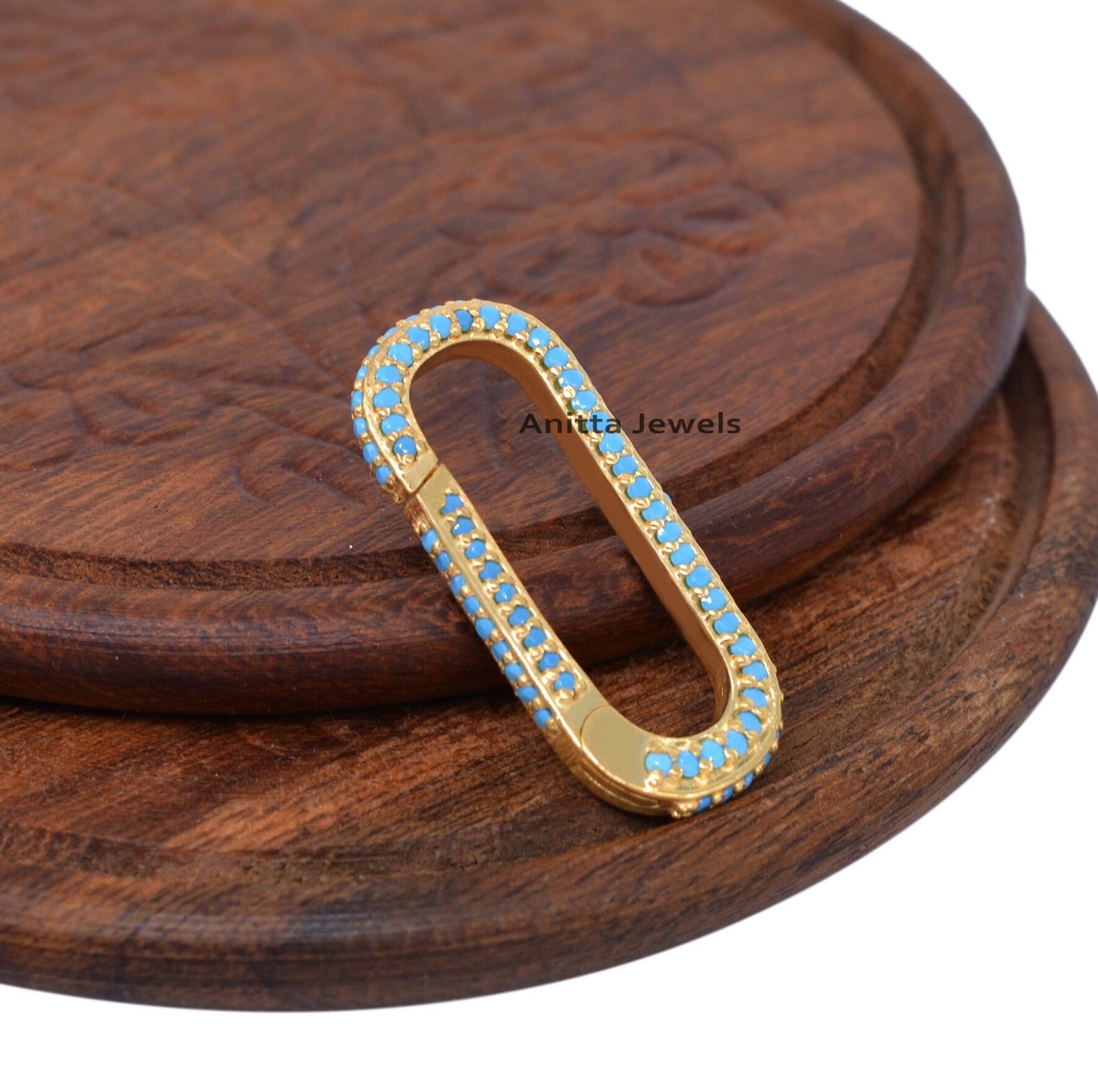 925 Silver Turquoise Enhancer Lock: Handmade Oval Charm Holder (25x10 MM) - View 2 - Anitta Jewels | SKU: etsy_1044603804 925 Silver Turquoise Enhancer Lock: Handmade Oval Charm Holder (25x10 MM) - View 2 - Anitta Jewels | SKU: etsy_1044603804