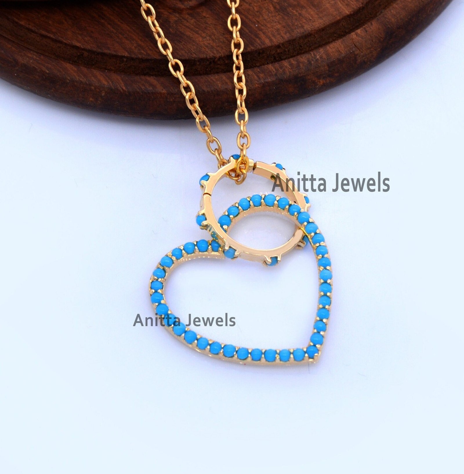 925 Silver Turquoise Heart Enhancer Necklace - Handmade Charm Holder - Anitta Jewels | SKU: etsy_931273567 925 Silver Turquoise Heart Enhancer Necklace - Handmade Charm Holder - Anitta Jewels | SKU: etsy_931273567
