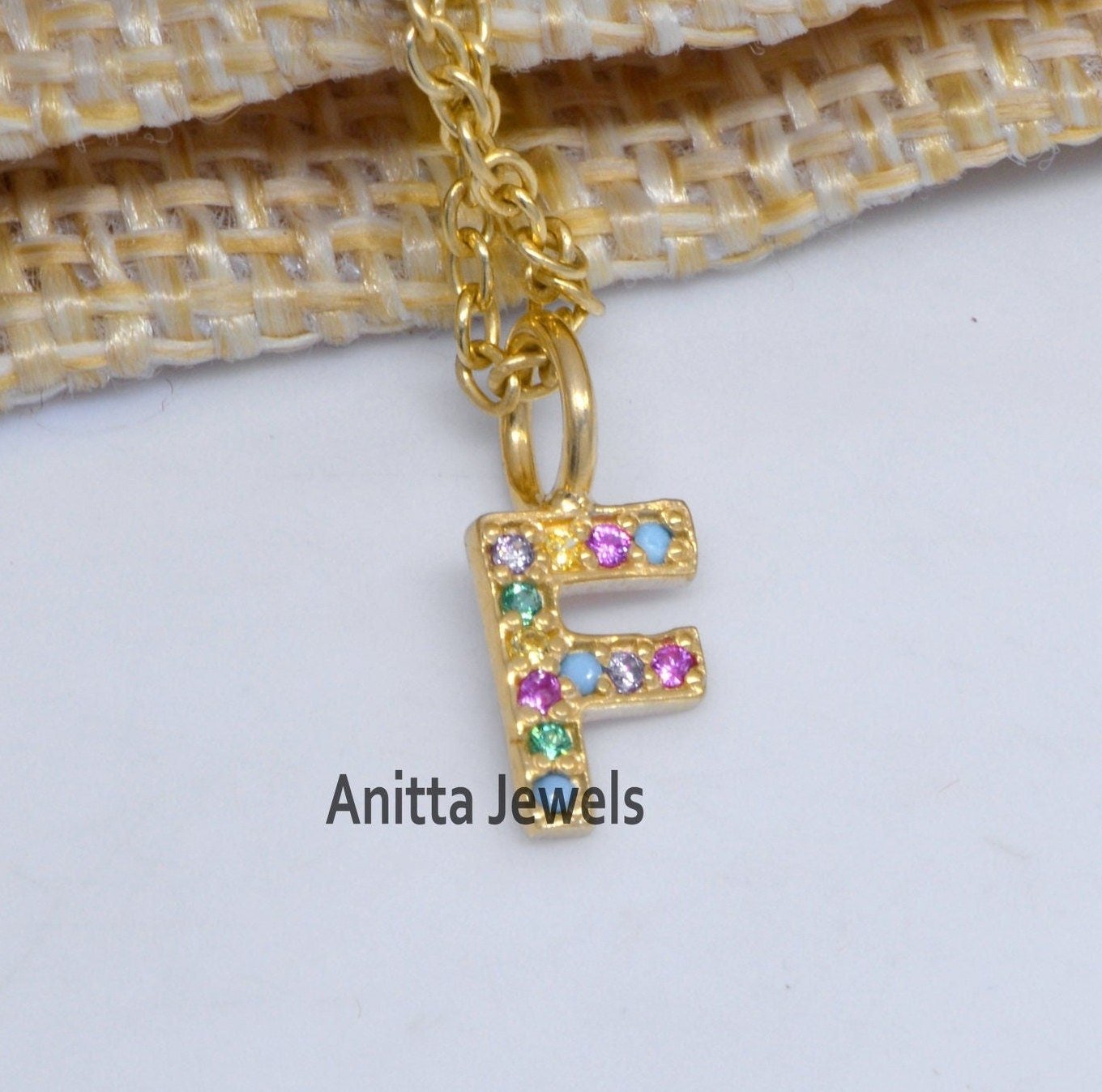 925 Silver Turquoise Initial Pendant: Custom Alphabet Charm - View 3 - Anitta Jewels | SKU: etsy_1096205238 925 Silver Turquoise Initial Pendant: Custom Alphabet Charm - View 3 - Anitta Jewels | SKU: etsy_1096205238
