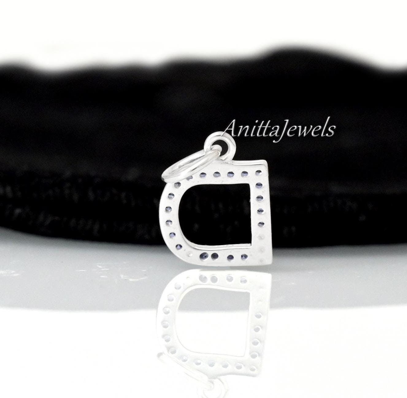 925 Silver Turquoise Initial Pendant: Custom Alphabet Charm - View 7 - Anitta Jewels | SKU: etsy_1096205238 925 Silver Turquoise Initial Pendant: Custom Alphabet Charm - View 7 - Anitta Jewels | SKU: etsy_1096205238