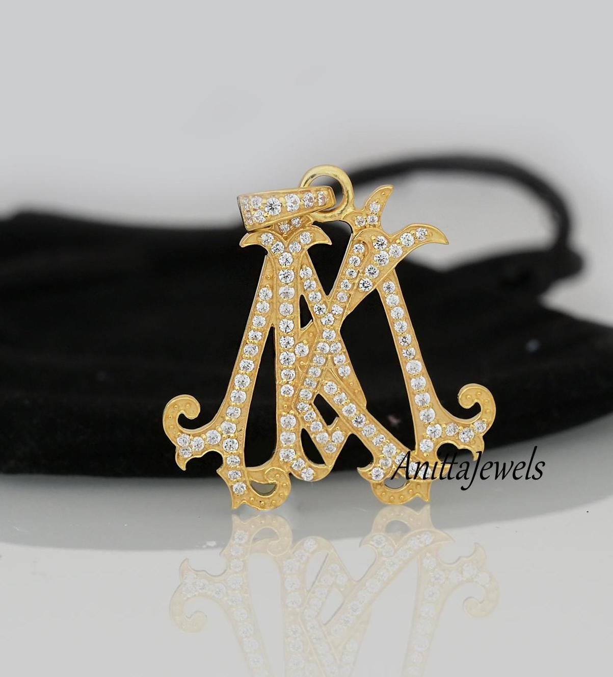 925 Silver Turquoise Monogram Pendant, Custom Two Letter Jewelry - View 6 - Anitta Jewels | SKU: etsy_762154519 925 Silver Turquoise Monogram Pendant, Custom Two Letter Jewelry - View 6 - Anitta Jewels | SKU: etsy_762154519
