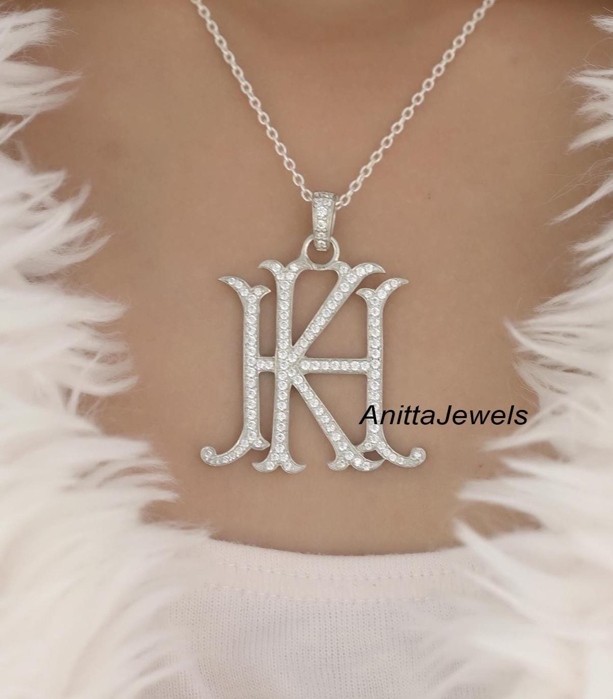 925 Silver Turquoise Monogram Pendant, Custom Two Letter Jewelry - View 7 - Anitta Jewels | SKU: etsy_762154519 925 Silver Turquoise Monogram Pendant, Custom Two Letter Jewelry - View 7 - Anitta Jewels | SKU: etsy_762154519