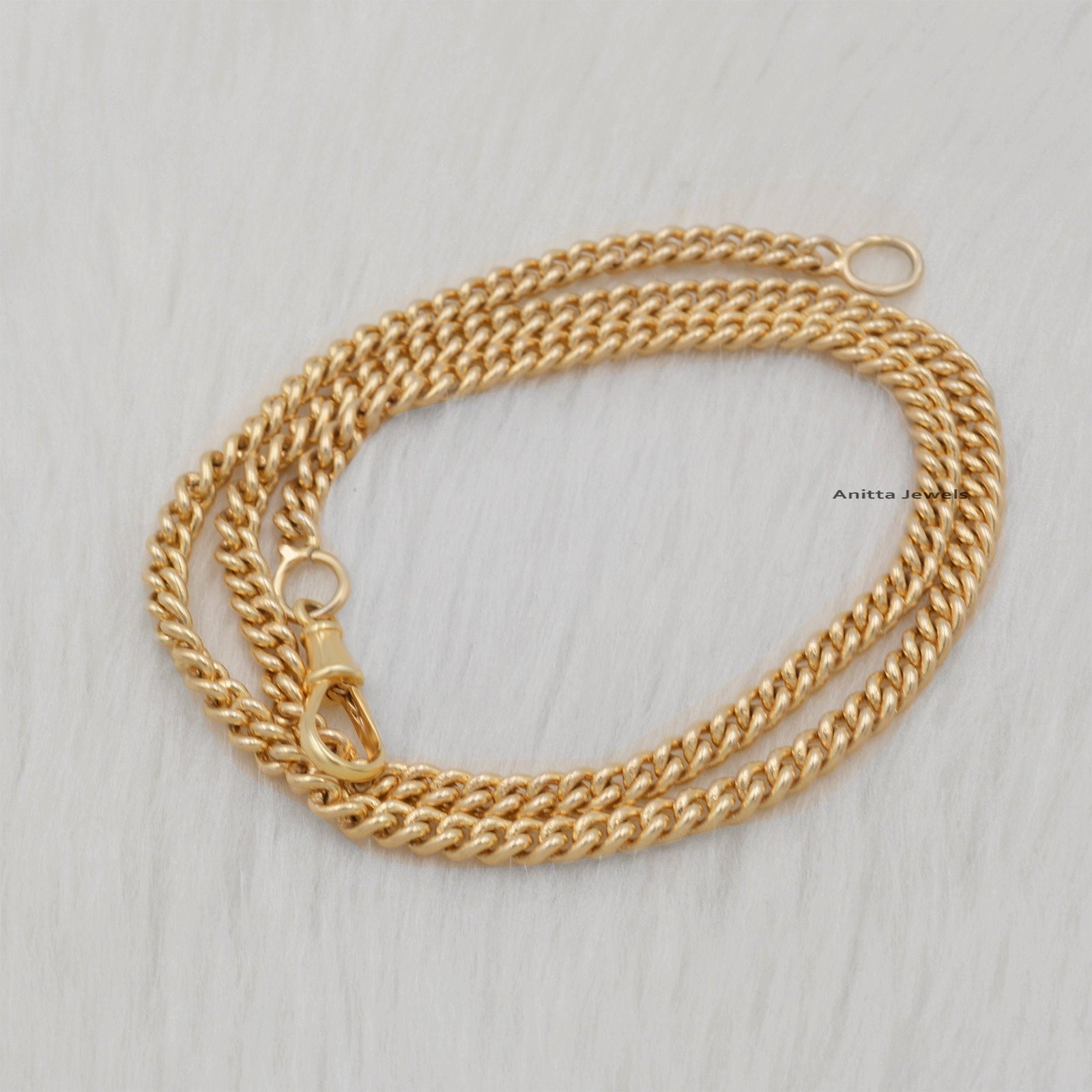 925 Silver Yellow Gold Plated Swivel Curb Chain Necklace - Anitta Jewels | SKU: etsy_1038951198 925 Silver Yellow Gold Plated Swivel Curb Chain Necklace - Anitta Jewels | SKU: etsy_1038951198