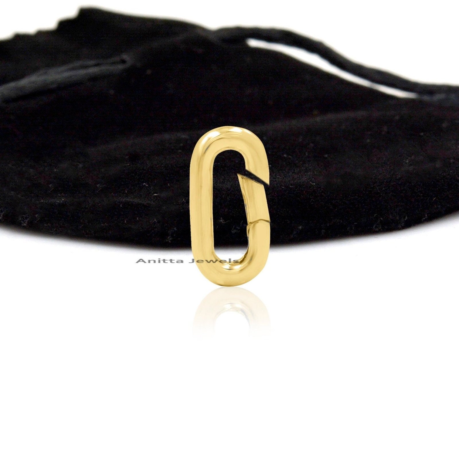 925 Sterling Silver Charm Holder: Oval Push Lock Connector - View 2 - Anitta Jewels | SKU: etsy_1134863120 925 Sterling Silver Charm Holder: Oval Push Lock Connector - View 2 - Anitta Jewels | SKU: etsy_1134863120