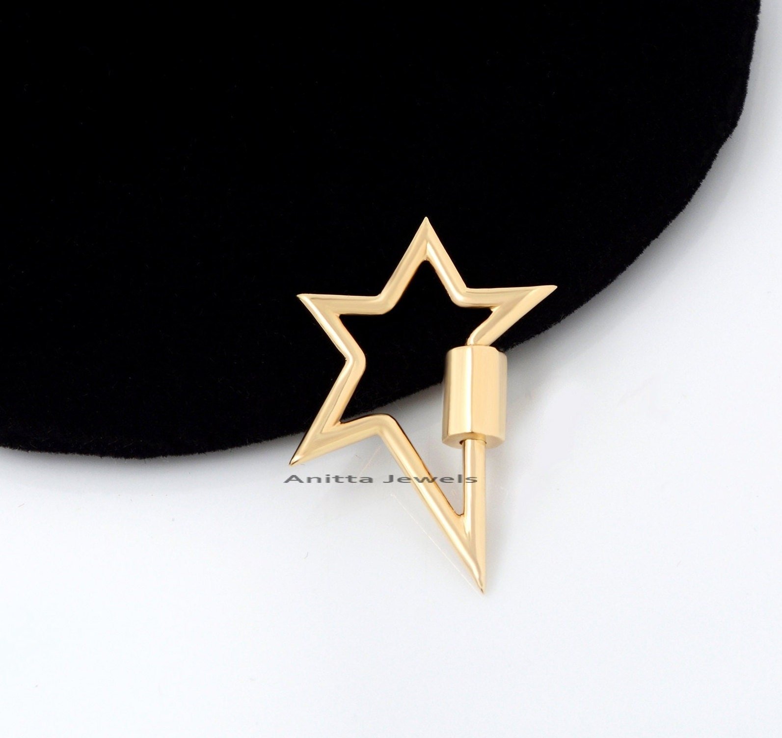 925 Sterling Silver Star Carabiner Lock: Handmade Pendant (30x24 MM - Anitta Jewels | SKU: etsy_868608857 925 Sterling Silver Star Carabiner Lock: Handmade Pendant (30x24 MM - Anitta Jewels | SKU: etsy_868608857