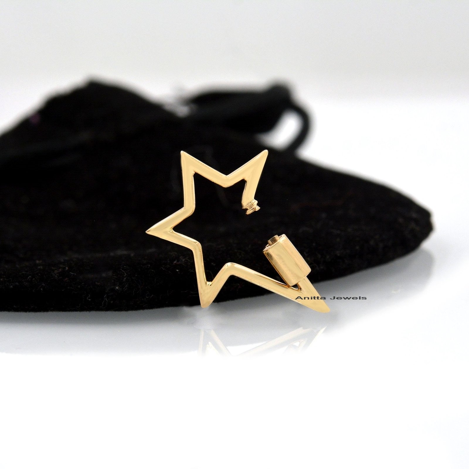 925 Sterling Silver Star Carabiner Lock: Handmade Pendant (30x24 MM - View 2 - Anitta Jewels | SKU: etsy_868608857 925 Sterling Silver Star Carabiner Lock: Handmade Pendant (30x24 MM - View 2 - Anitta Jewels | SKU: etsy_868608857