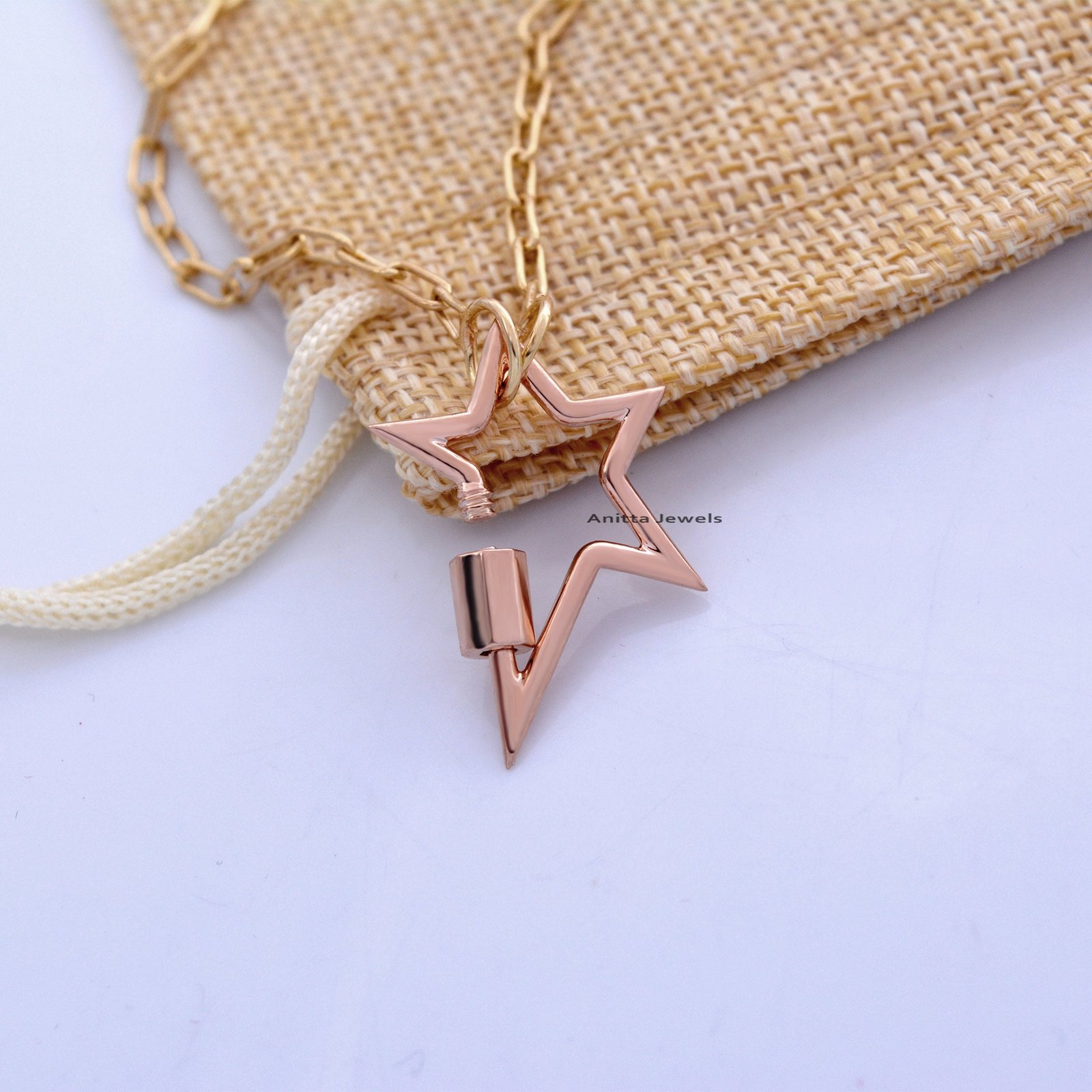 925 Sterling Silver Star Carabiner Lock: Handmade Pendant (30x24 MM - View 6 - Anitta Jewels | SKU: etsy_868608857 925 Sterling Silver Star Carabiner Lock: Handmade Pendant (30x24 MM - View 6 - Anitta Jewels | SKU: etsy_868608857