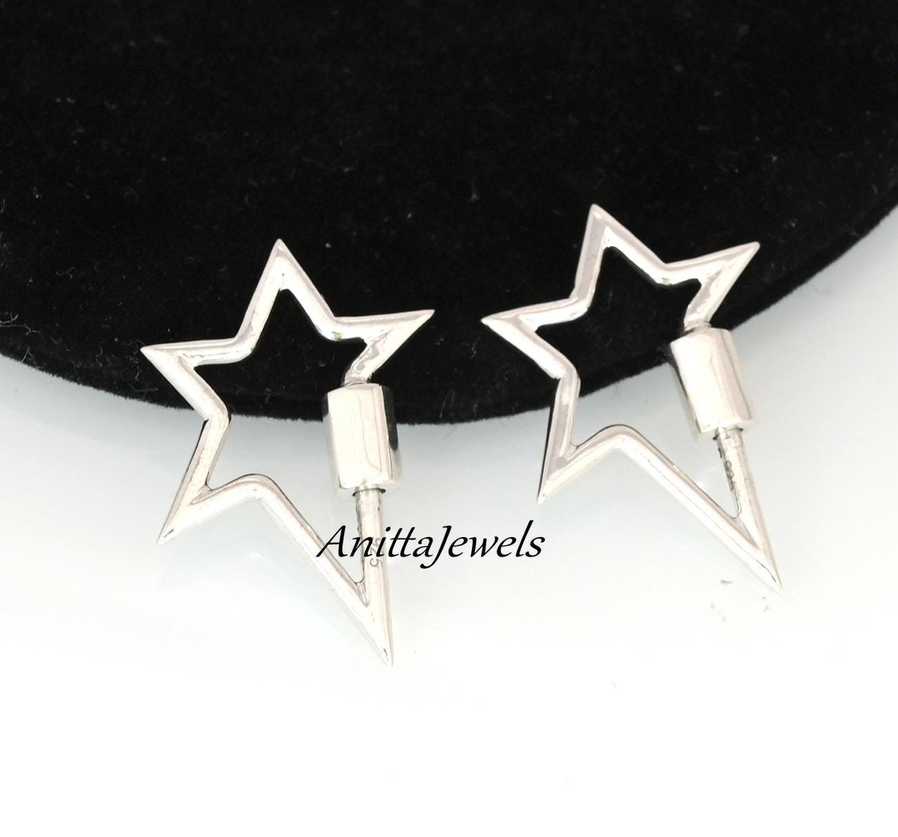 925 Sterling Silver Star Carabiner Lock: Handmade Pendant (30x24 MM - View 7 - Anitta Jewels | SKU: etsy_868608857 925 Sterling Silver Star Carabiner Lock: Handmade Pendant (30x24 MM - View 7 - Anitta Jewels | SKU: etsy_868608857
