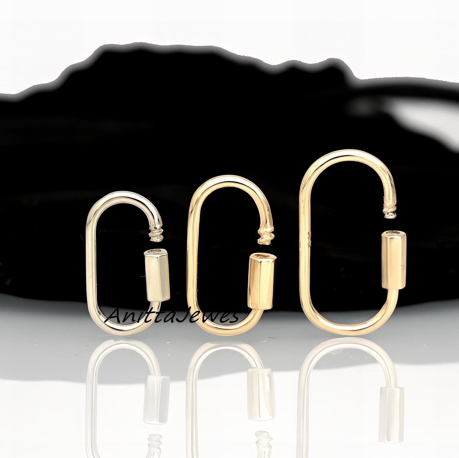 9K 14K 18K Gold Carabiner Lock: Handmade Connector Pendant - Anitta Jewels | SKU: etsy_1763363404 9K 14K 18K Gold Carabiner Lock: Handmade Connector Pendant - Anitta Jewels | SKU: etsy_1763363404