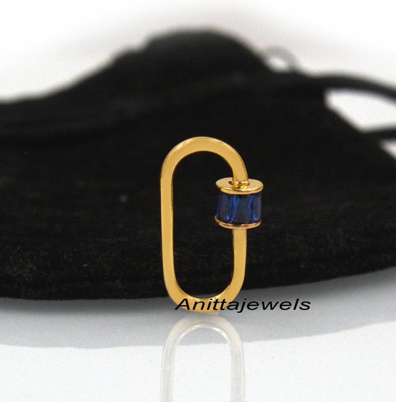9K Gold Baguette Carabiner Lock: Pink Quartz Accent - View 6 - Anitta Jewels | SKU: etsy_1082906163 9K Gold Baguette Carabiner Lock: Pink Quartz Accent - View 6 - Anitta Jewels | SKU: etsy_1082906163
