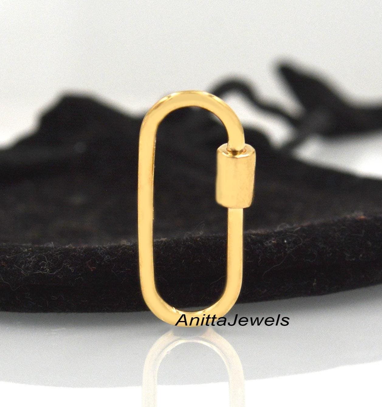 9K Gold Carabiner Lock: Handmade Pendant Clasp - Anitta Jewels | SKU: etsy_1089142189 9K Gold Carabiner Lock: Handmade Pendant Clasp - Anitta Jewels | SKU: etsy_1089142189