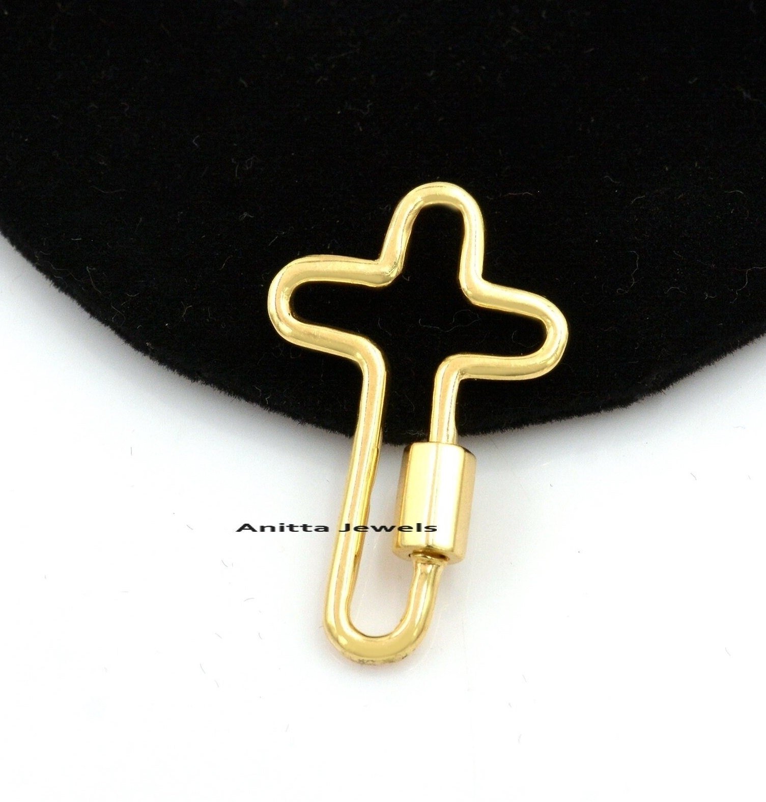9K Gold Cross Carabiner Lock: Handmade Religious Jewelry (29x19 MM - View 3 - Anitta Jewels | SKU: etsy_832596511 9K Gold Cross Carabiner Lock: Handmade Religious Jewelry (29x19 MM - View 3 - Anitta Jewels | SKU: etsy_832596511