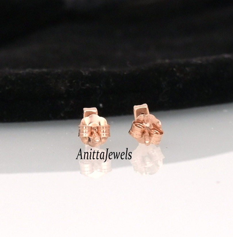 9K Gold Diamond Bar Stud Earrings - View 2 - Anitta Jewels | SKU: etsy_1117940784 9K Gold Diamond Bar Stud Earrings - View 2 - Anitta Jewels | SKU: etsy_1117940784