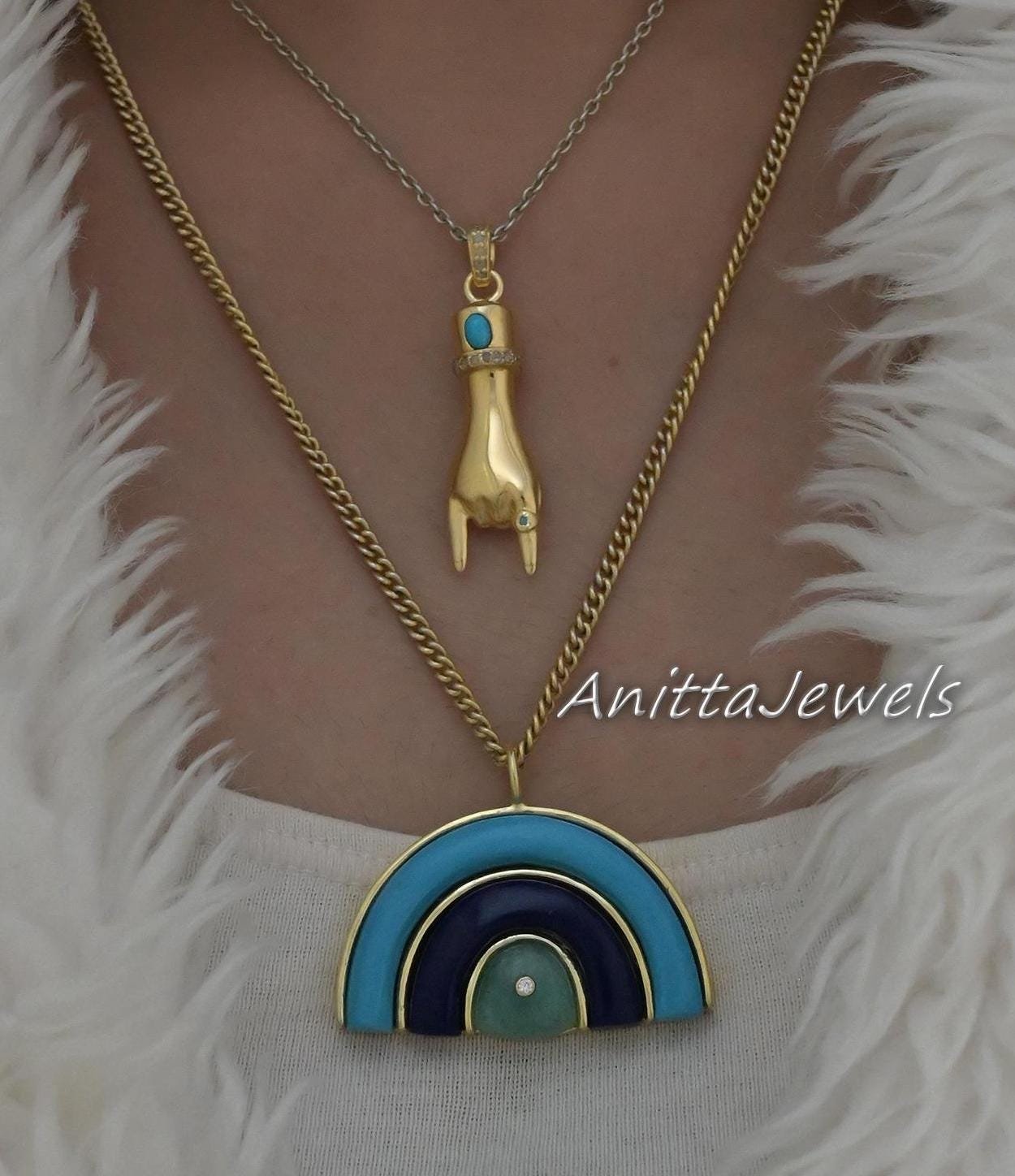 9k Gold Turquoise Figa Hand Pendant: Gemstone Amulet - View 7 - Anitta Jewels | SKU: etsy_960895245 9k Gold Turquoise Figa Hand Pendant: Gemstone Amulet - View 7 - Anitta Jewels | SKU: etsy_960895245