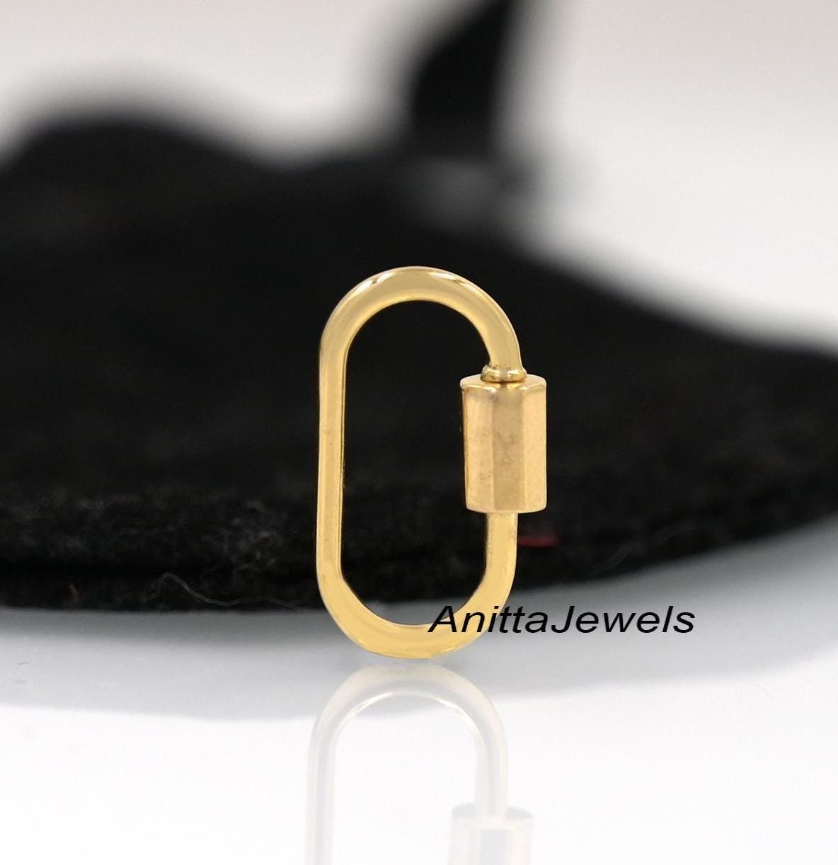 9K Solid Gold Carabiner Lock: Handmade Pendant (16x8 MM) - View 7 - Anitta Jewels | SKU: etsy_854140760 9K Solid Gold Carabiner Lock: Handmade Pendant (16x8 MM) - View 7 - Anitta Jewels | SKU: etsy_854140760
